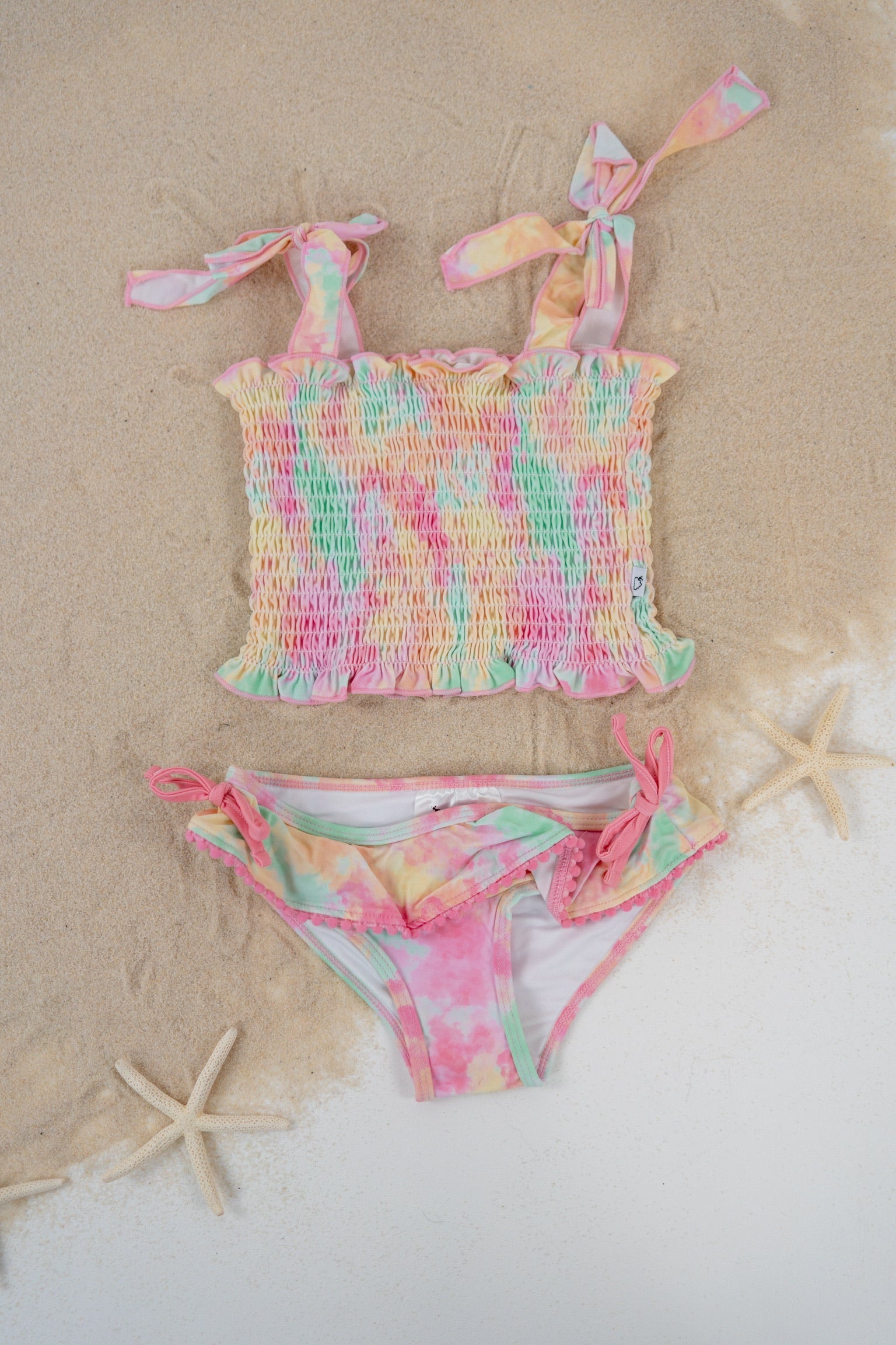Rainbow Clouds Dream Smocked Tankini Two Piece Swim Suit