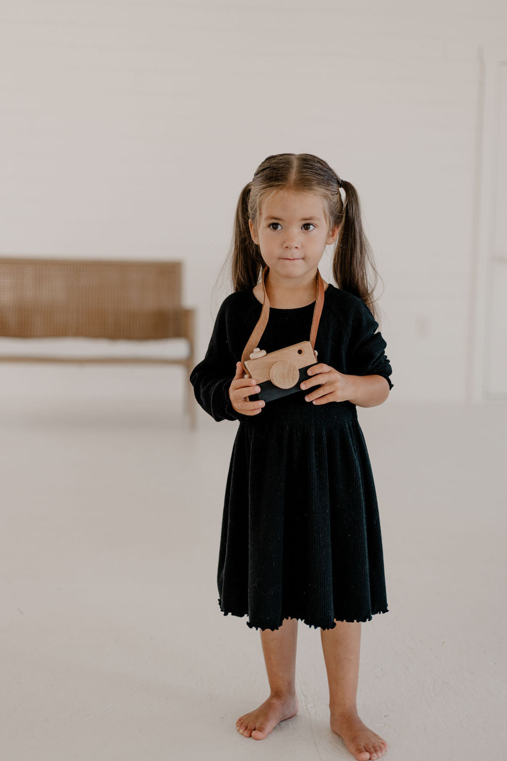 Wood & Leather Camera/play Camera/wooden Play Camera/toddler Camera