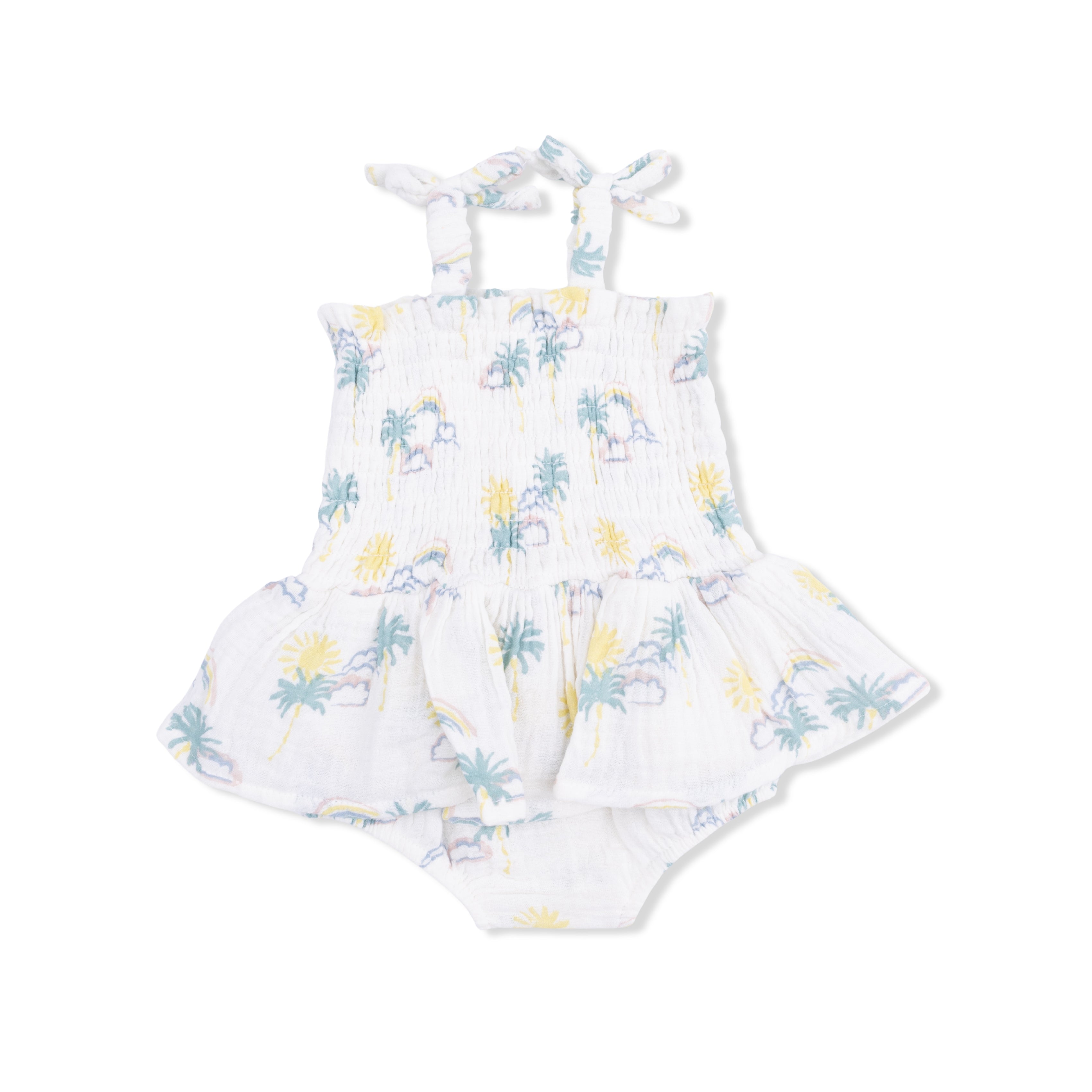 Palm Trees And Rainbows - Smocked Bubble With Skirt