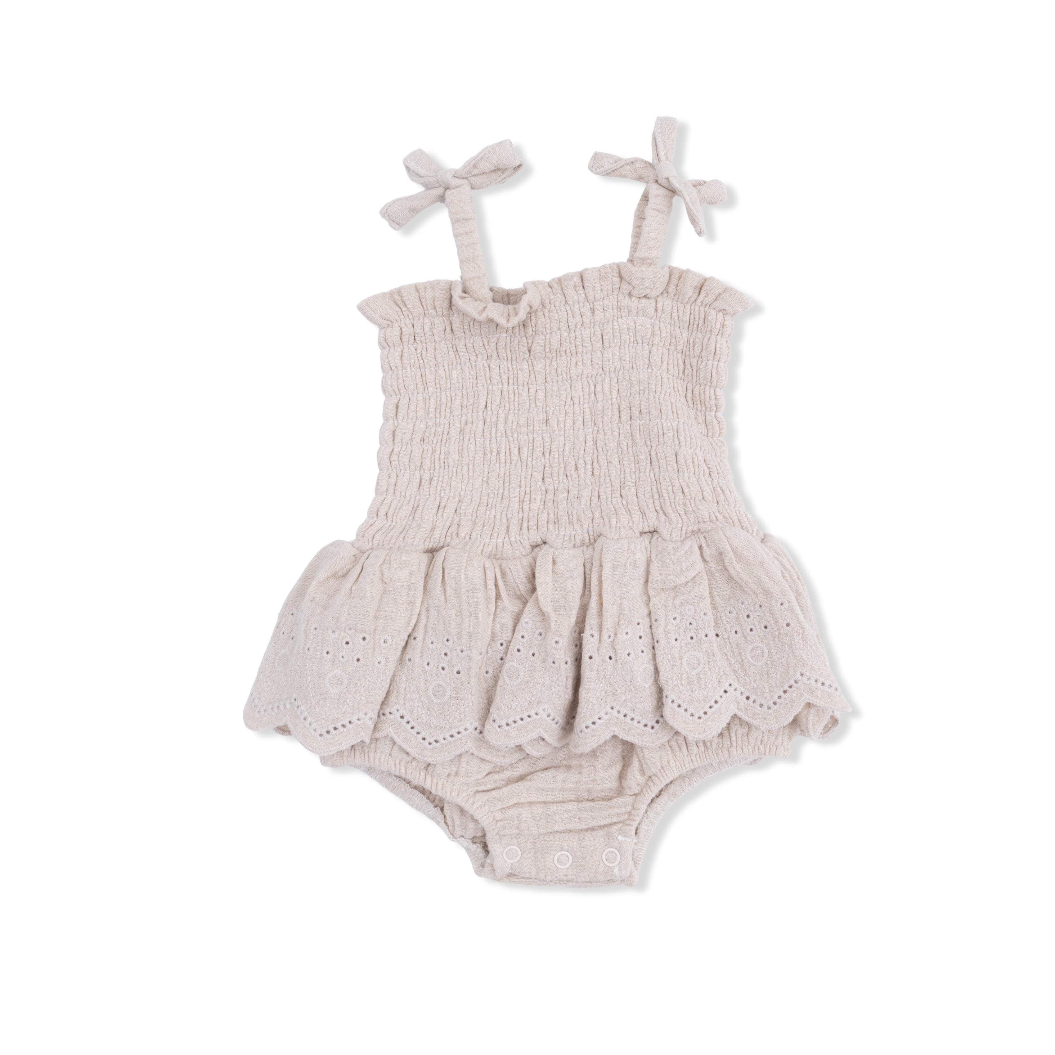 Solid Muslin French Oak - Smocked Bubble With Skirt