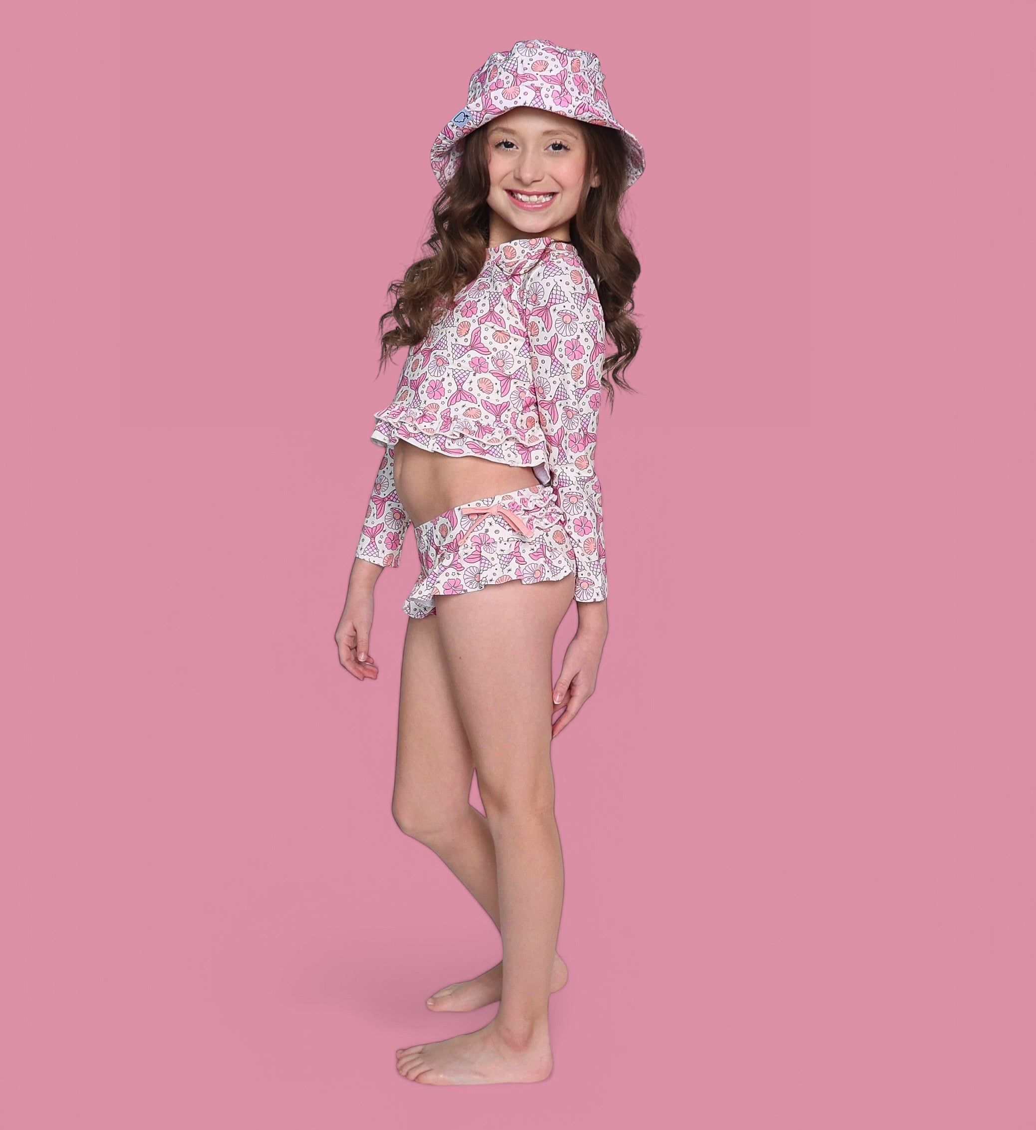 Magical Mermaid Dream Two-piece Rash Guard Ruffle Swim Suit