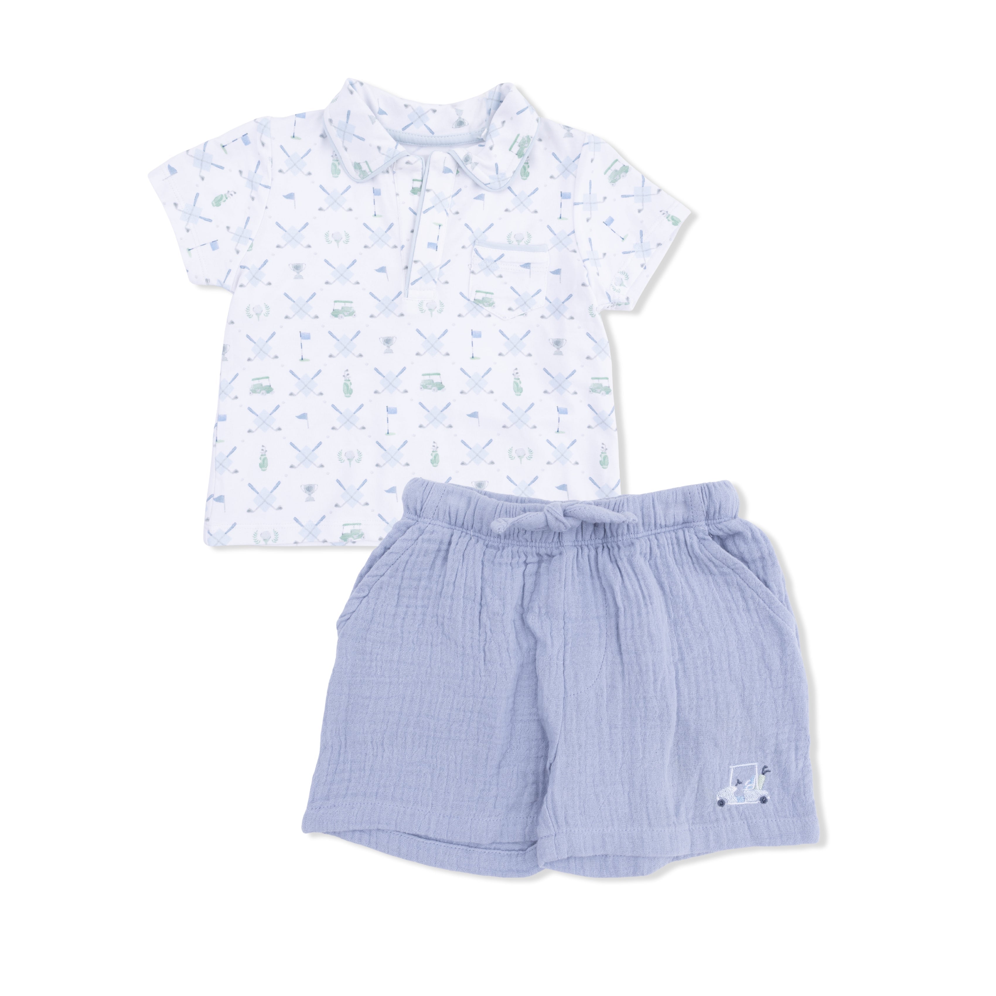 Golf Trellis Blue - Polo With Casual Short
