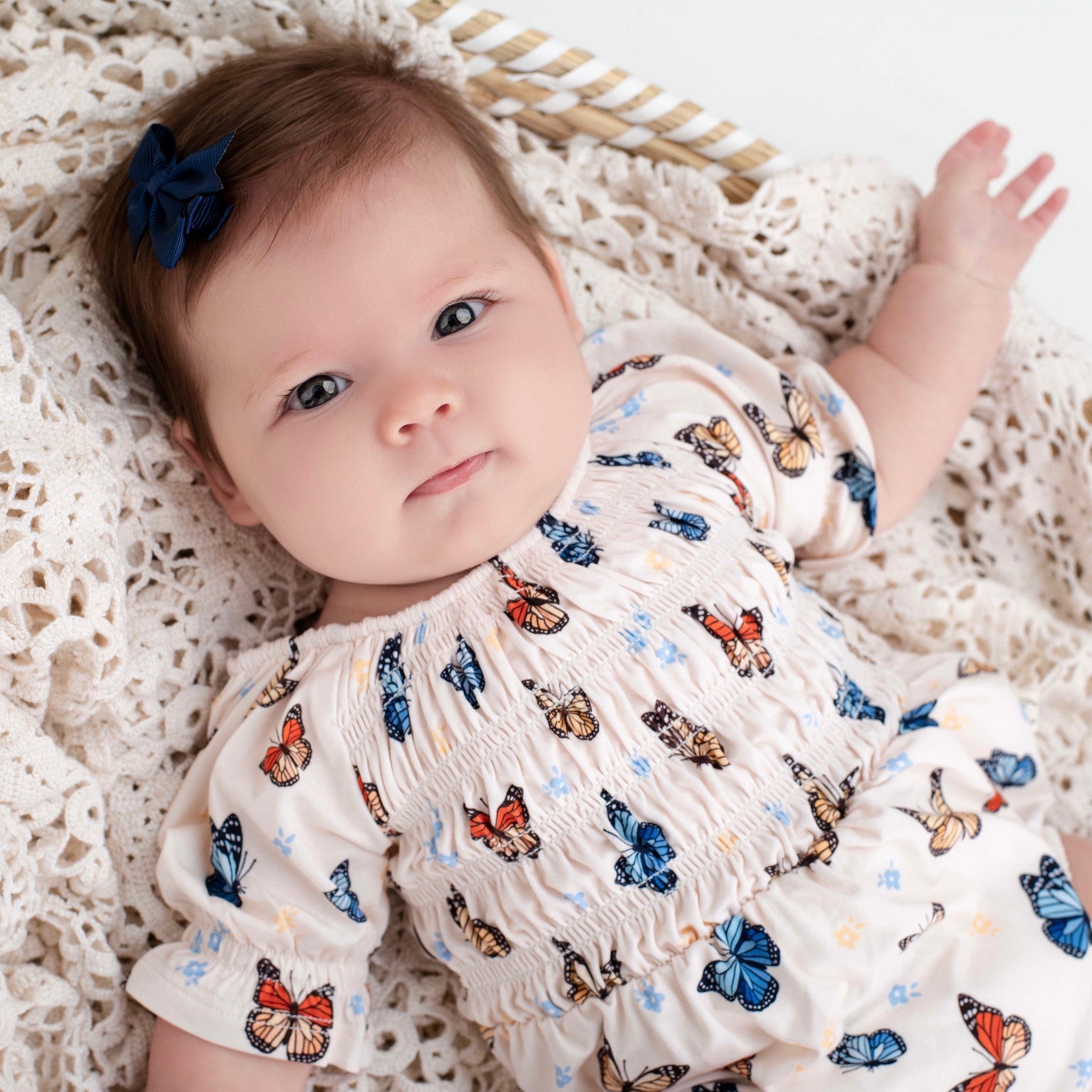 Butterfly Dreams Smocked Bubble Romper