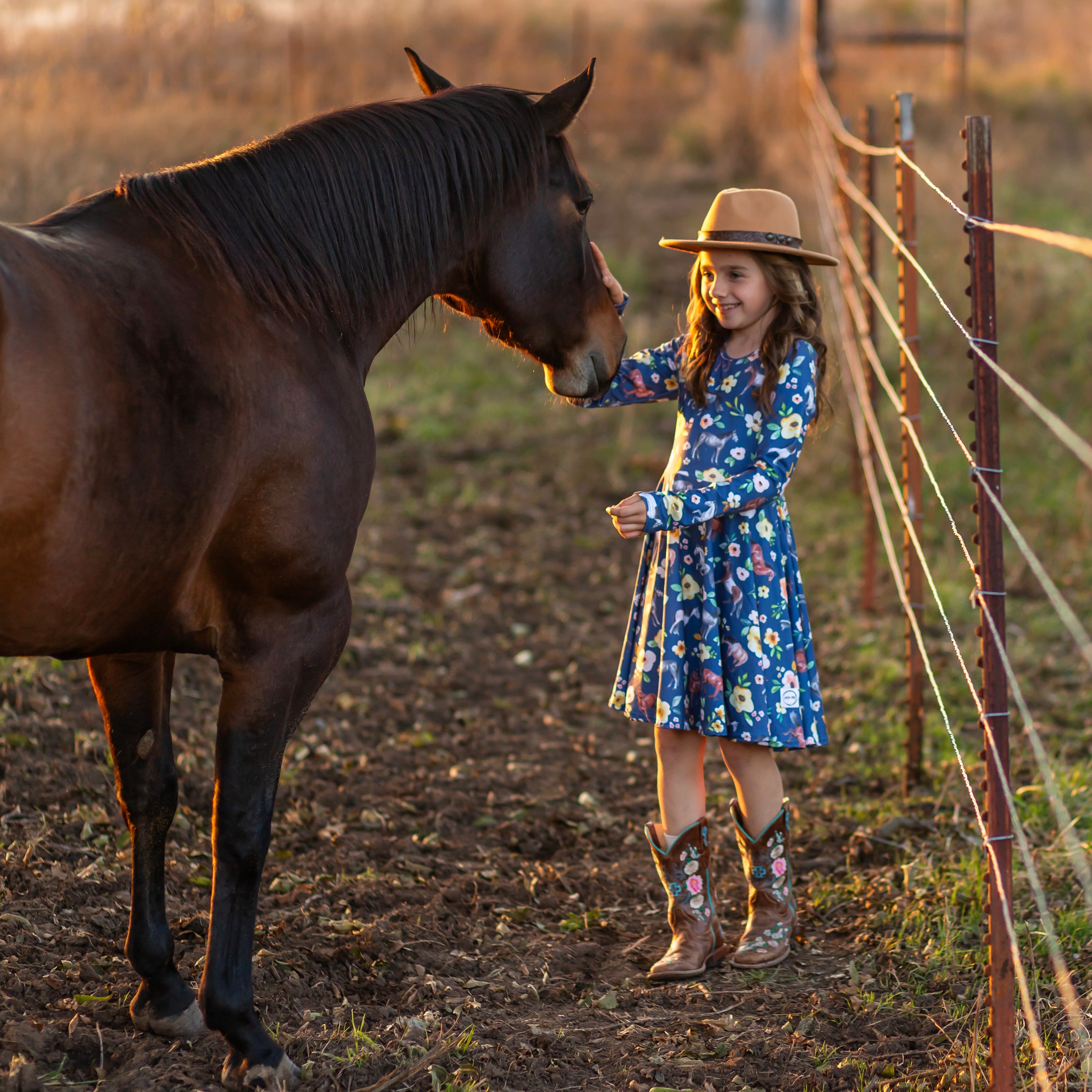 Horse Floral Twirl Dress