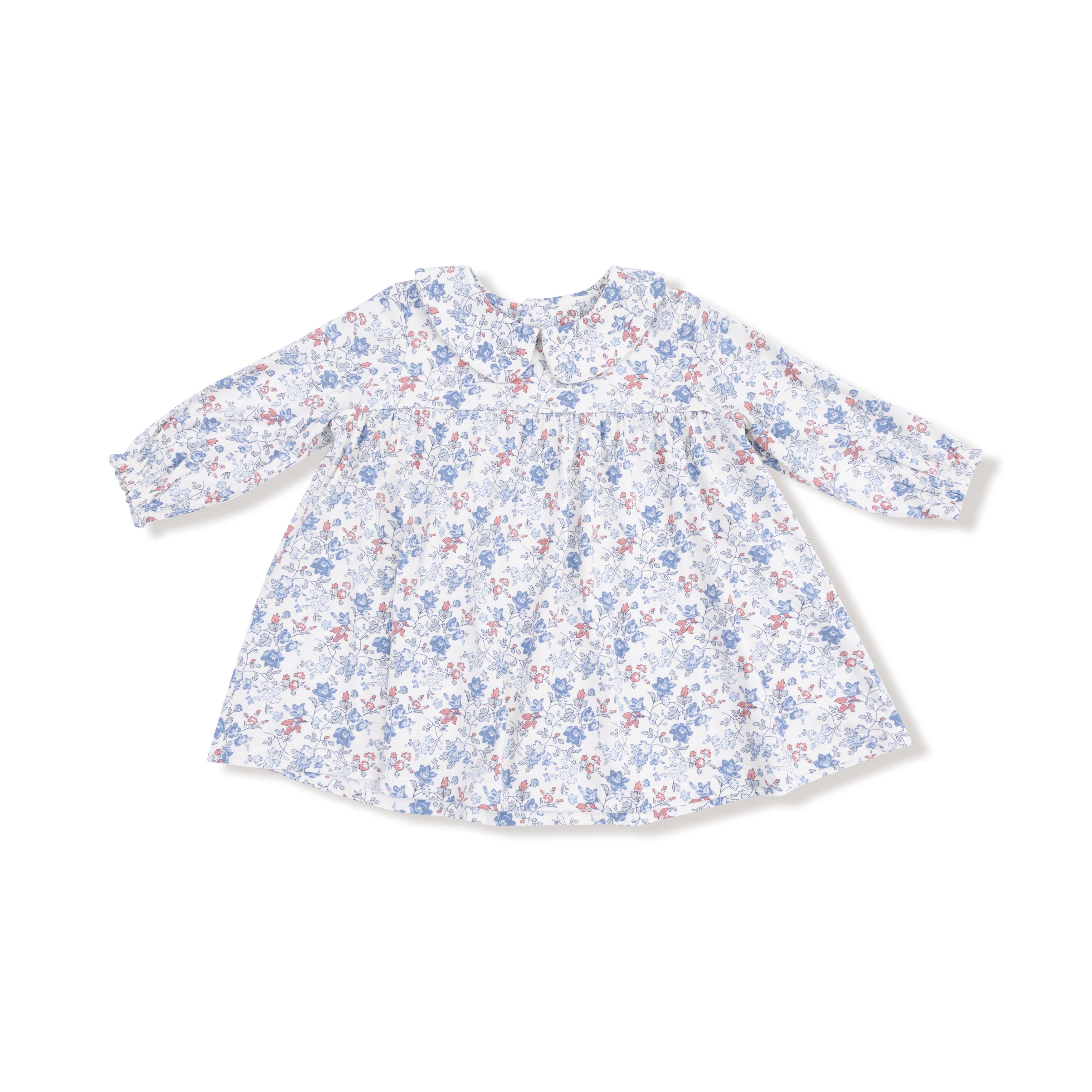 Simple Long Sleeve Peter Pan Collar Dress + Diaper Cover