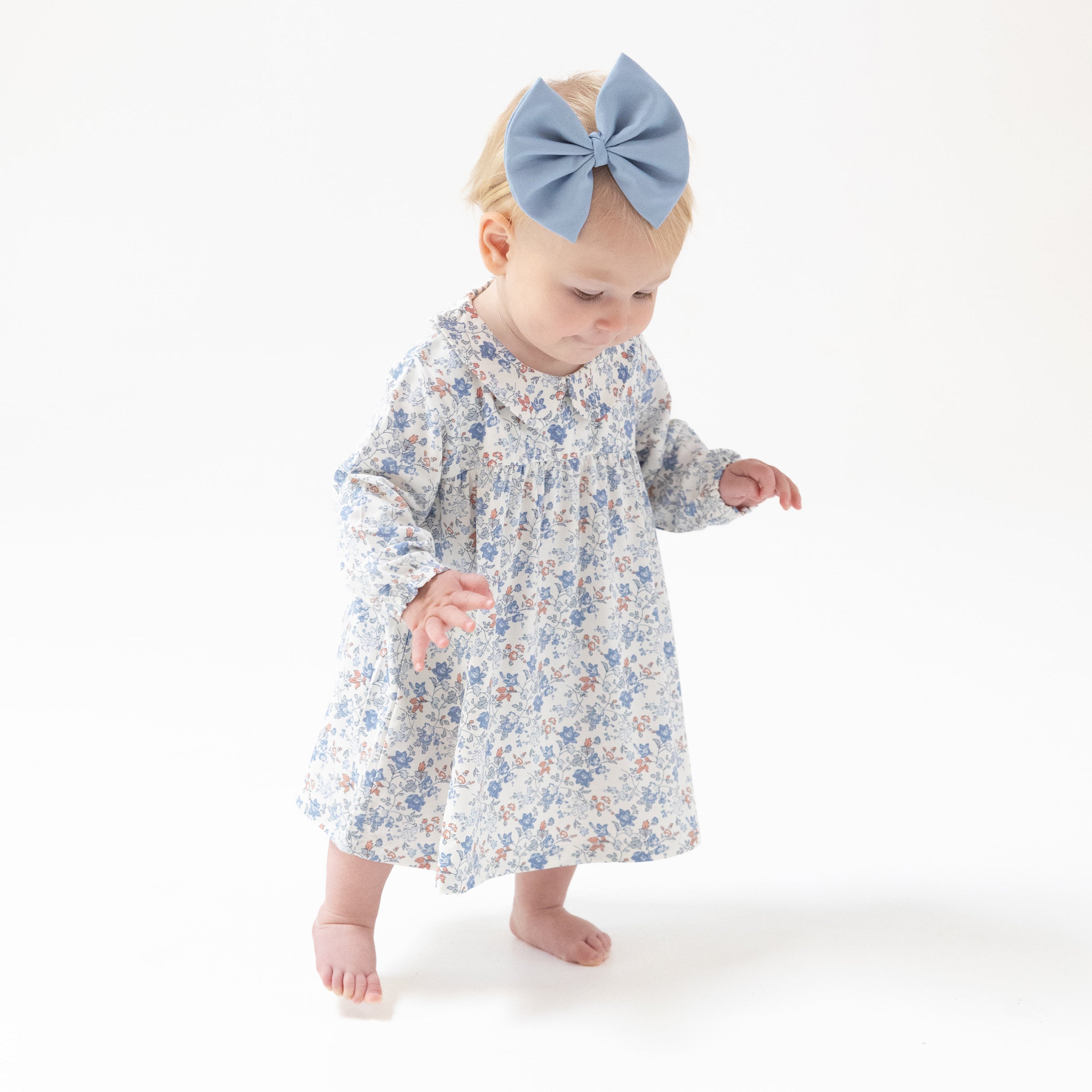Simple Long Sleeve Peter Pan Collar Dress + Diaper Cover