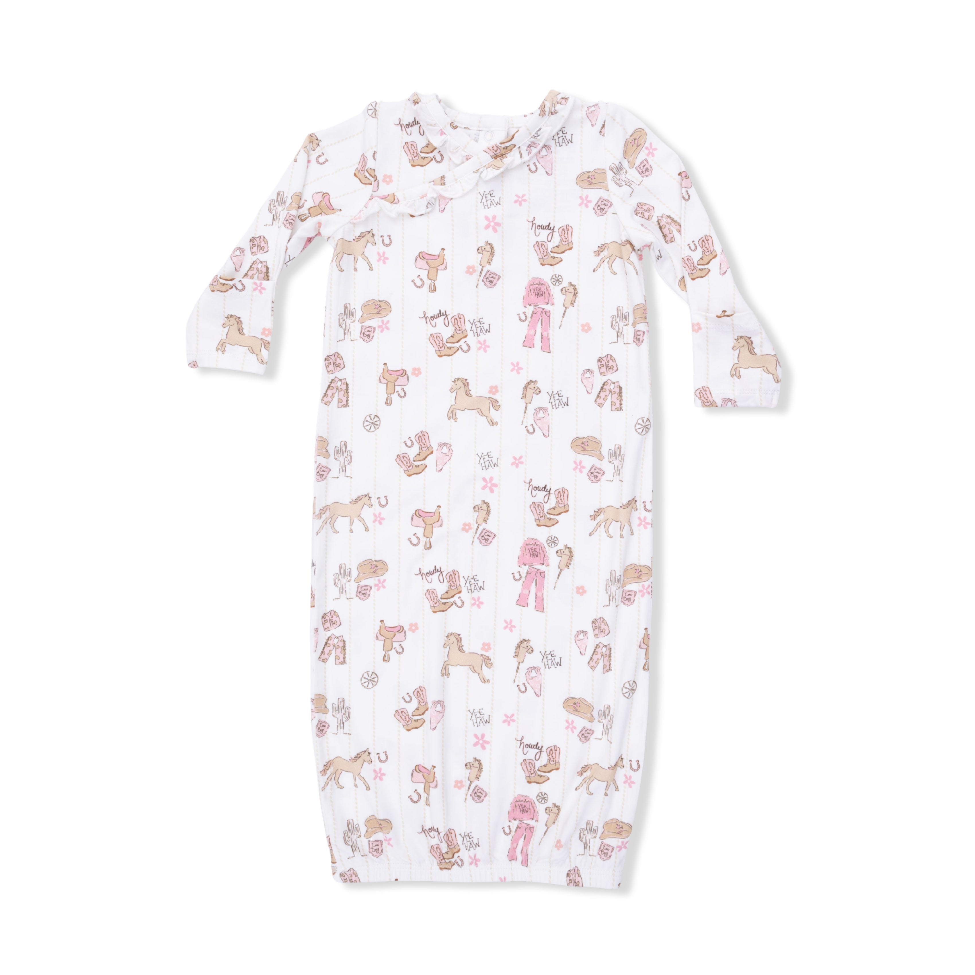 Cowgirl Nursery - Kimono Gown & Ruffle Knotted Hat