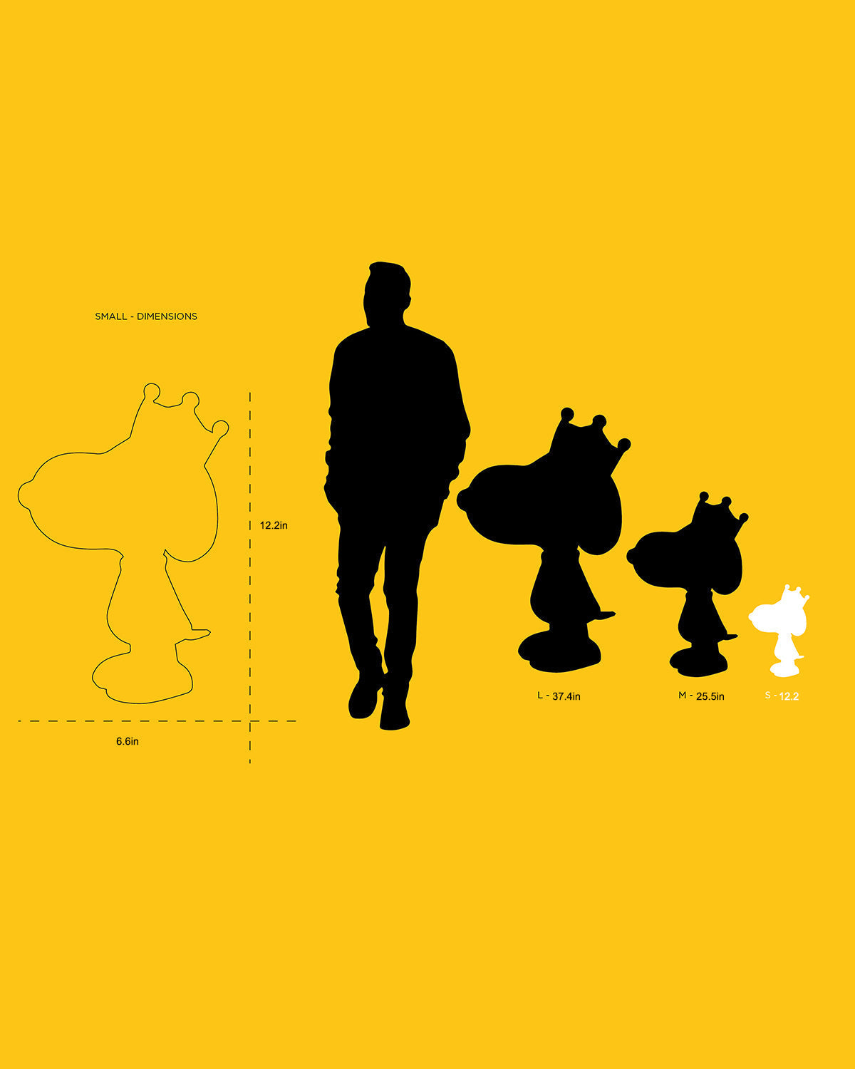 Snoopy Crown Black With Gold Crown 12in