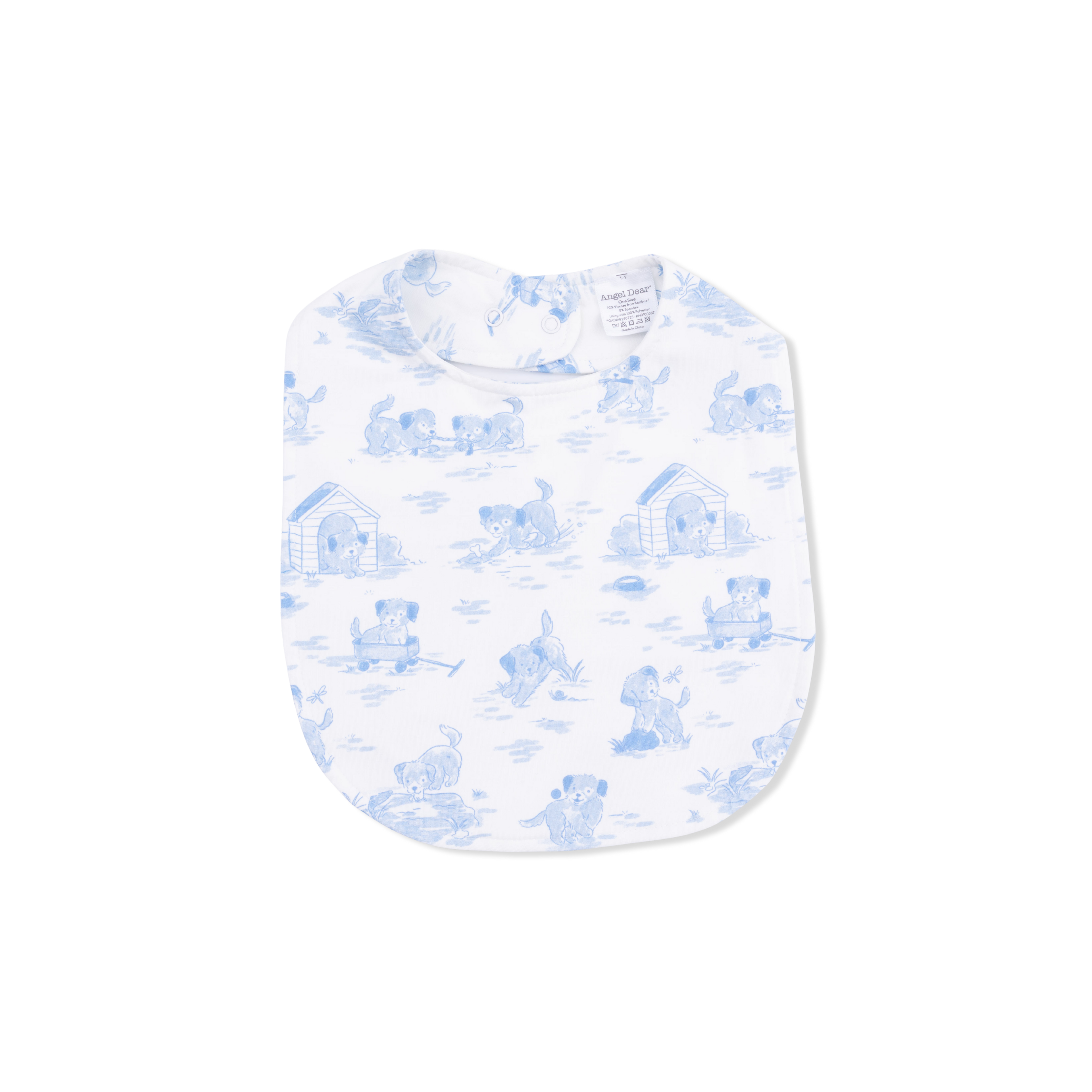 Puppy Toile Blue - 2 Way Zipper Footie, Swaddle & Bandana Bib Set