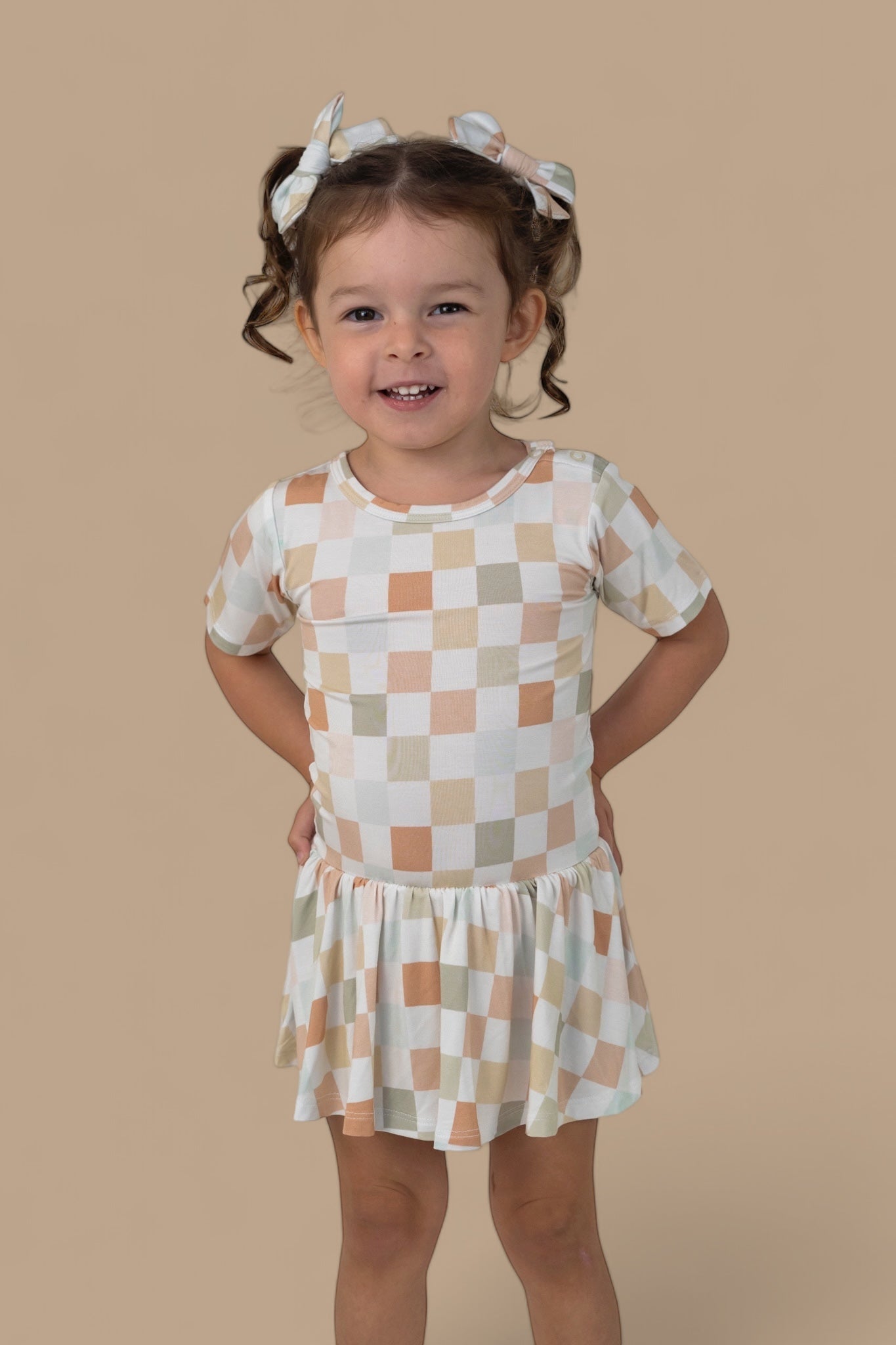 Muted Checkers Dream Bodysuit Dress