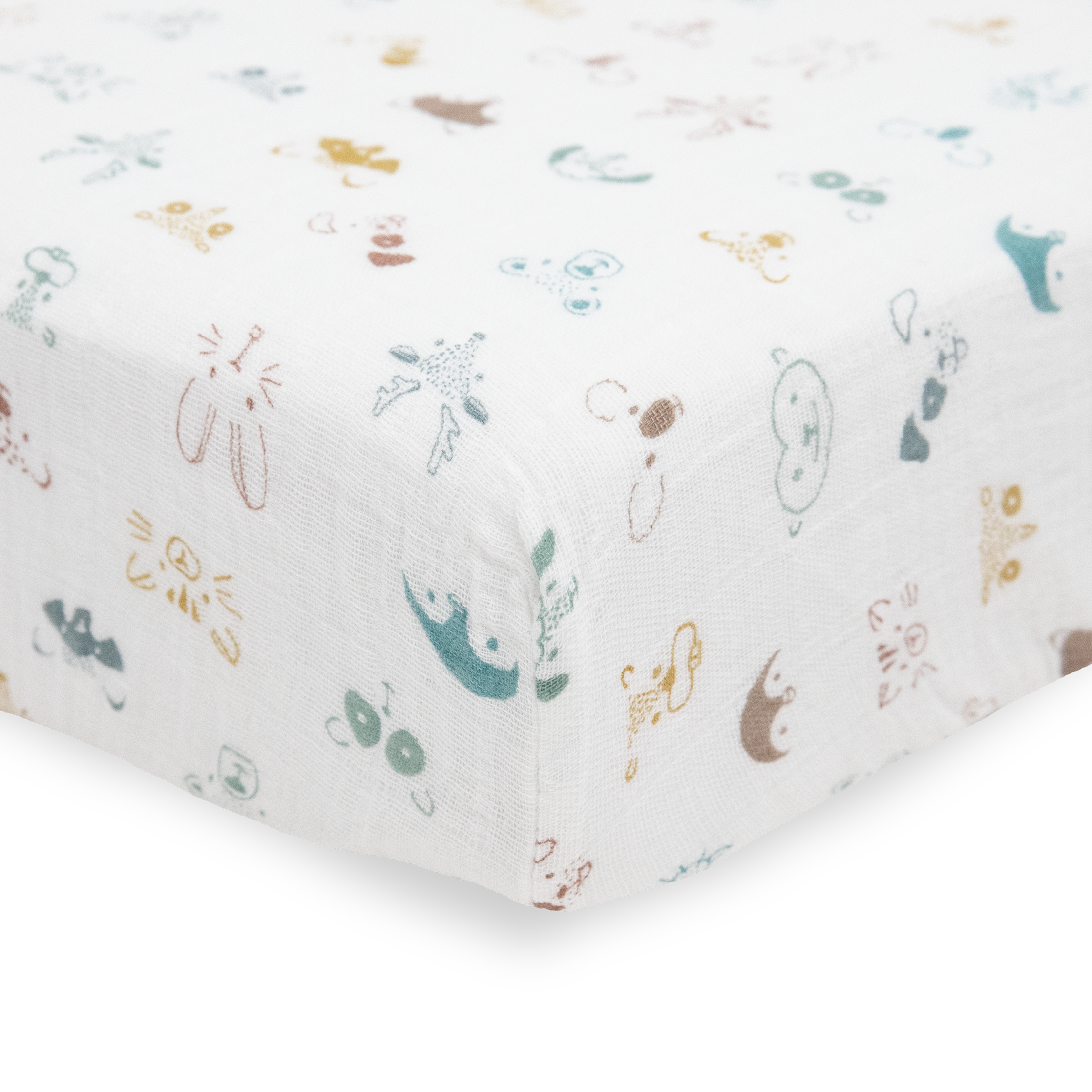 Cotton Muslin Crib Sheet - Animal Crowd