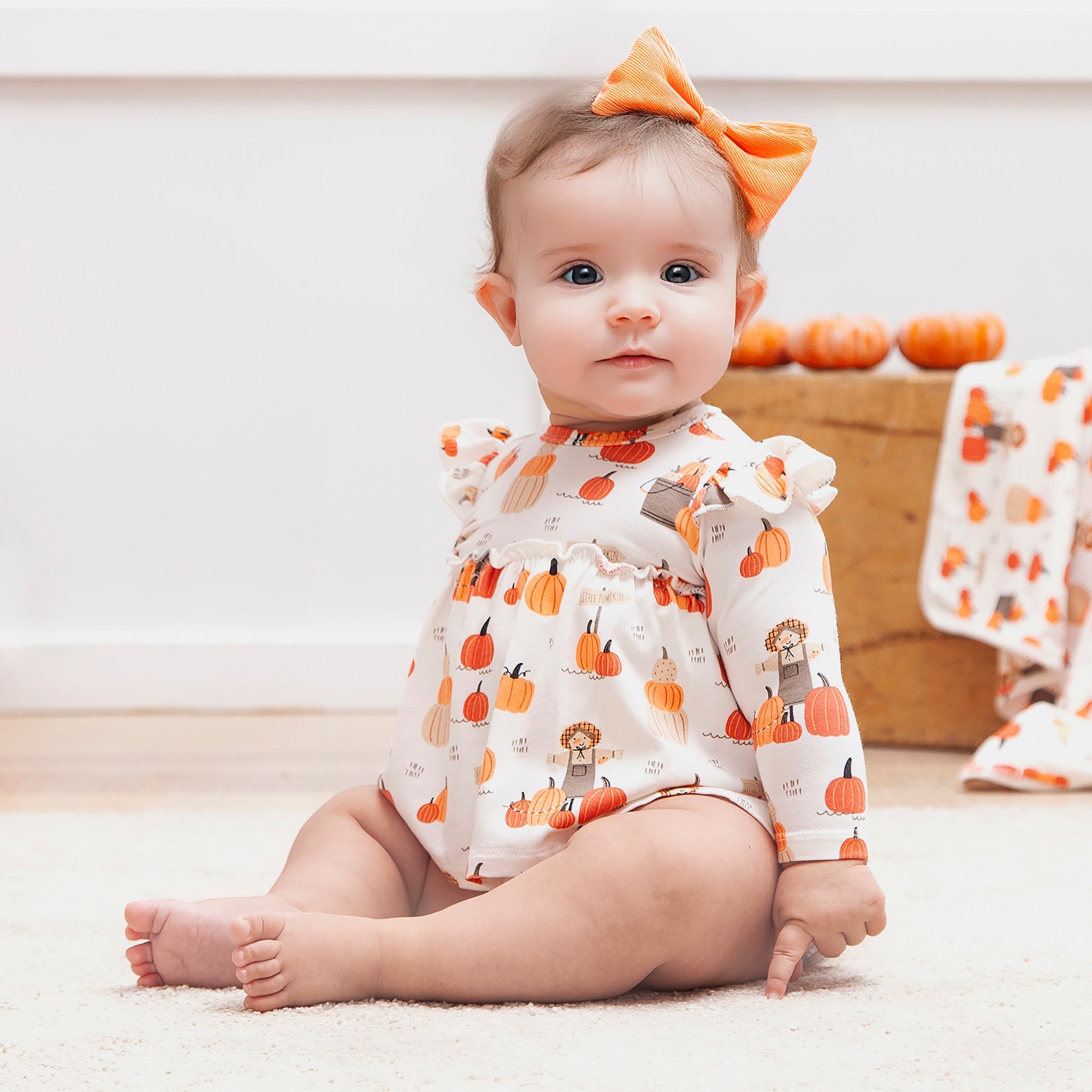 Pumpkin Patch Skirted Bodysuit – Bamboo Fall Baby Outfit