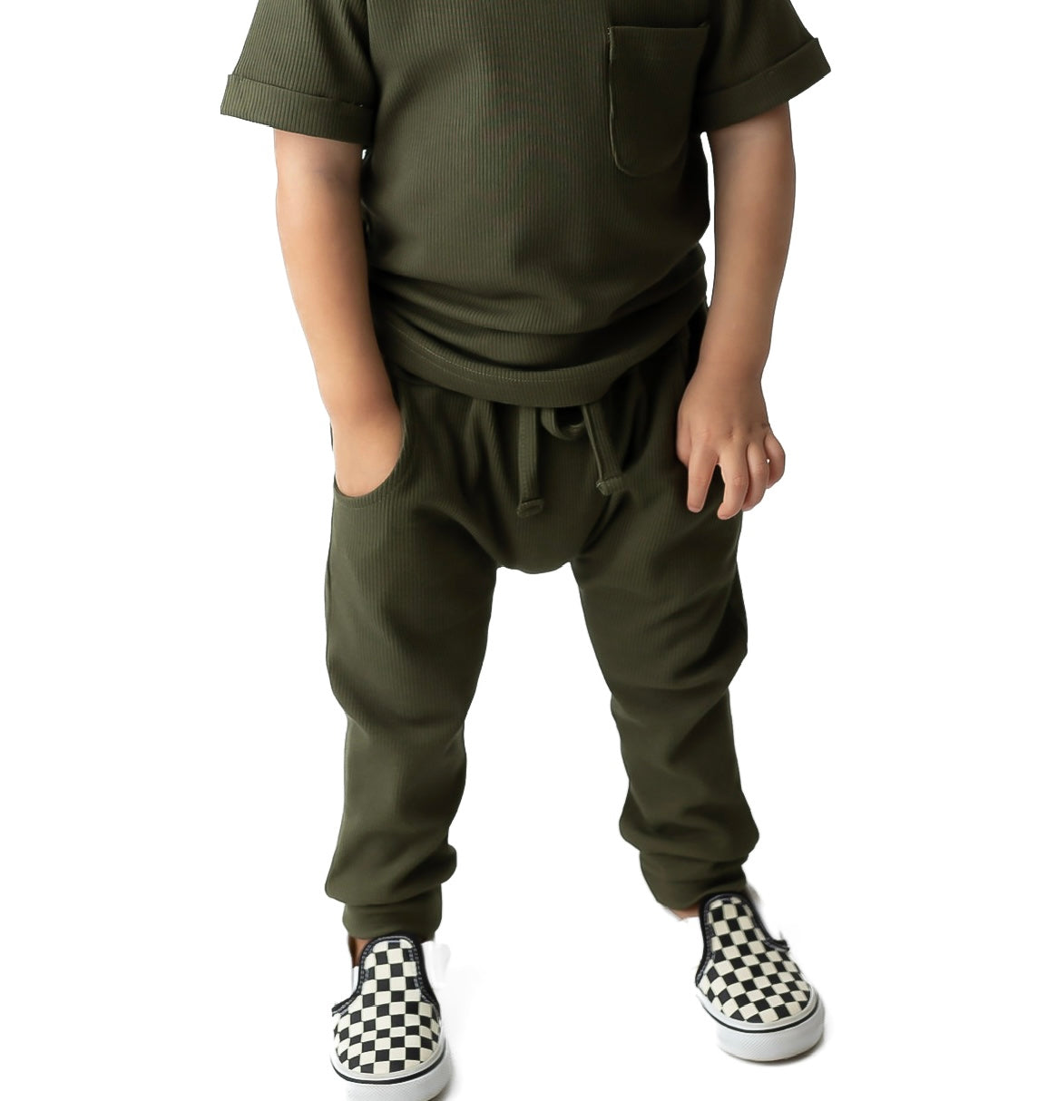 Bamboo Ribbed Joggers - Hunter