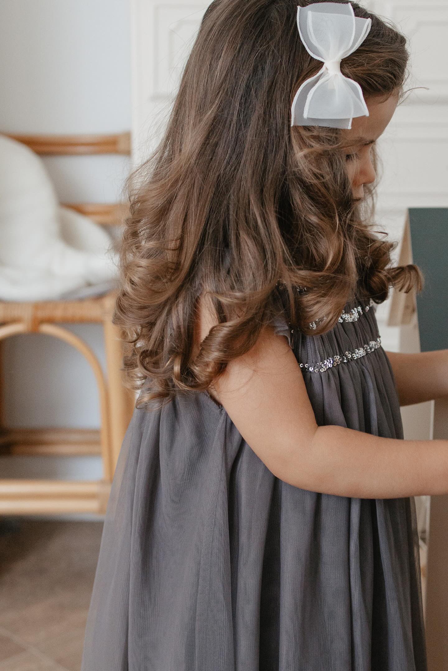 Scarlett | Cotton Tulle Dress | Sleet Gray