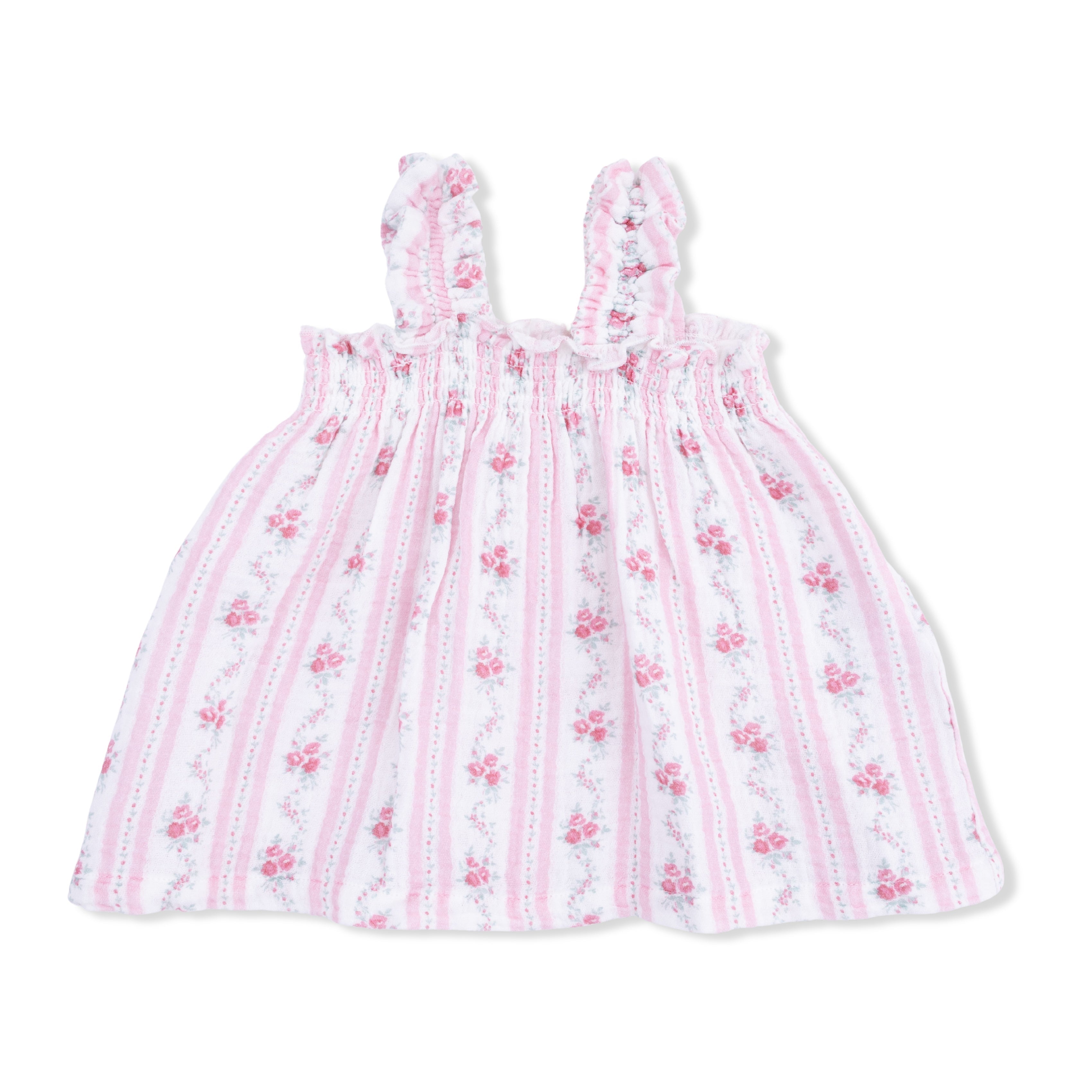 Winding Roses Stripe - Ruffly Strap Top And Bike Short