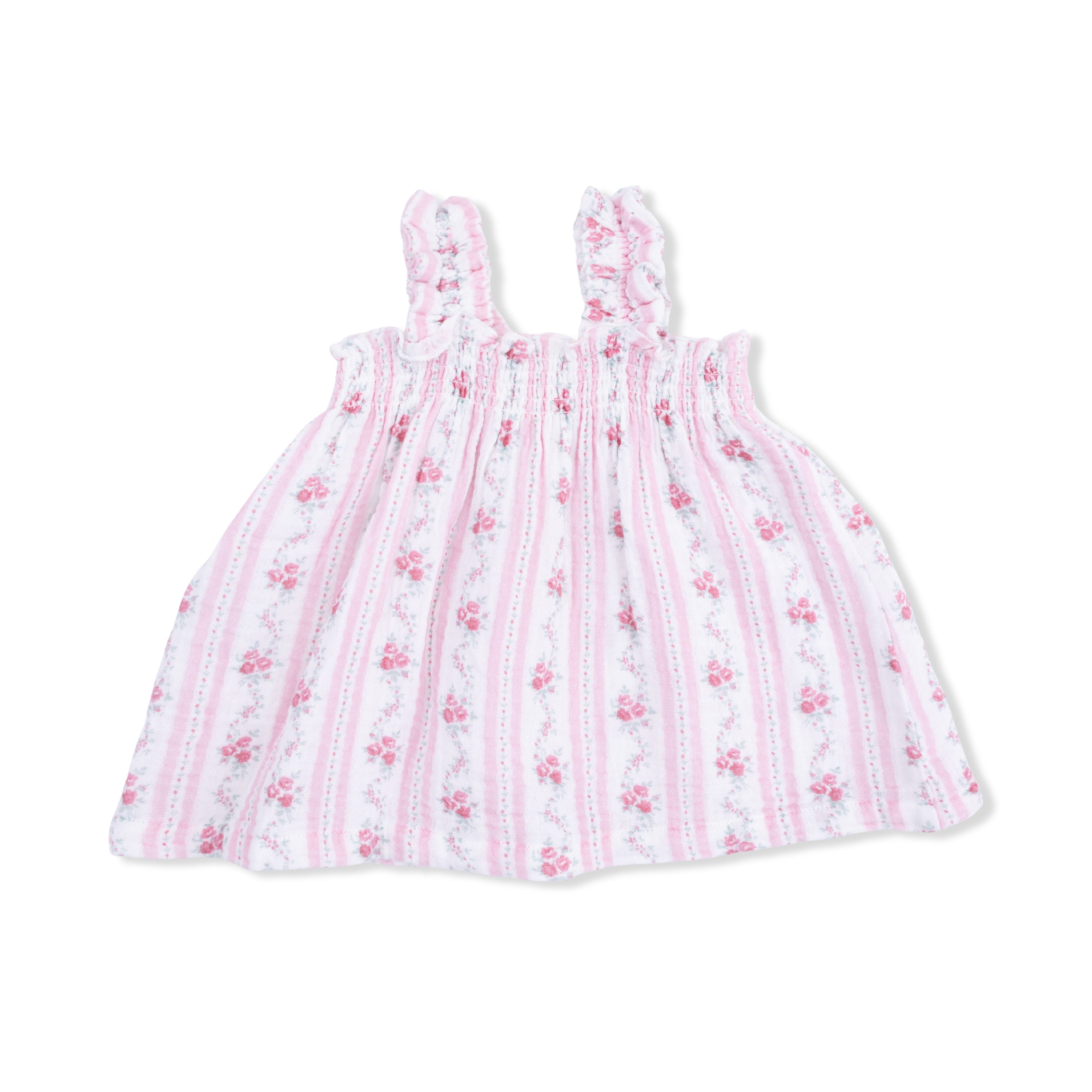 Winding Roses Stripe - Ruffly Strap Top And Bike Short