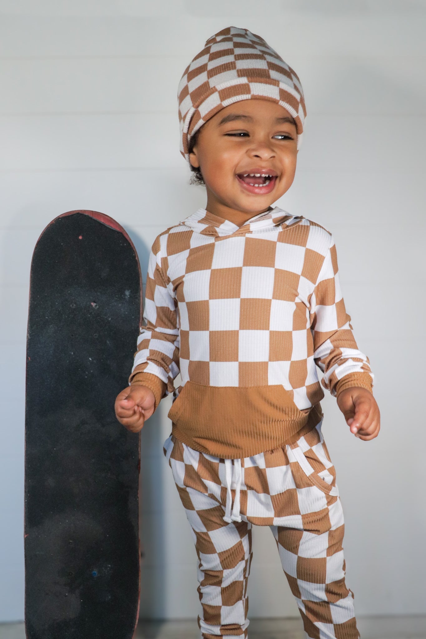 Camel Check Ribbed Jogger Set