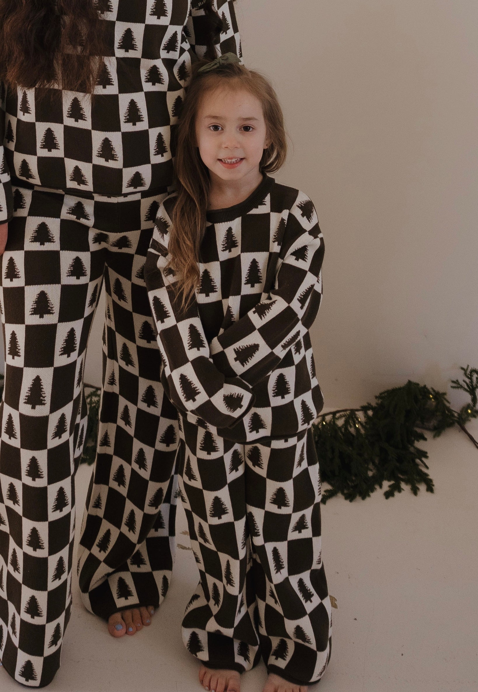 Knit Pant Set | Christmas Tree Checkerboard