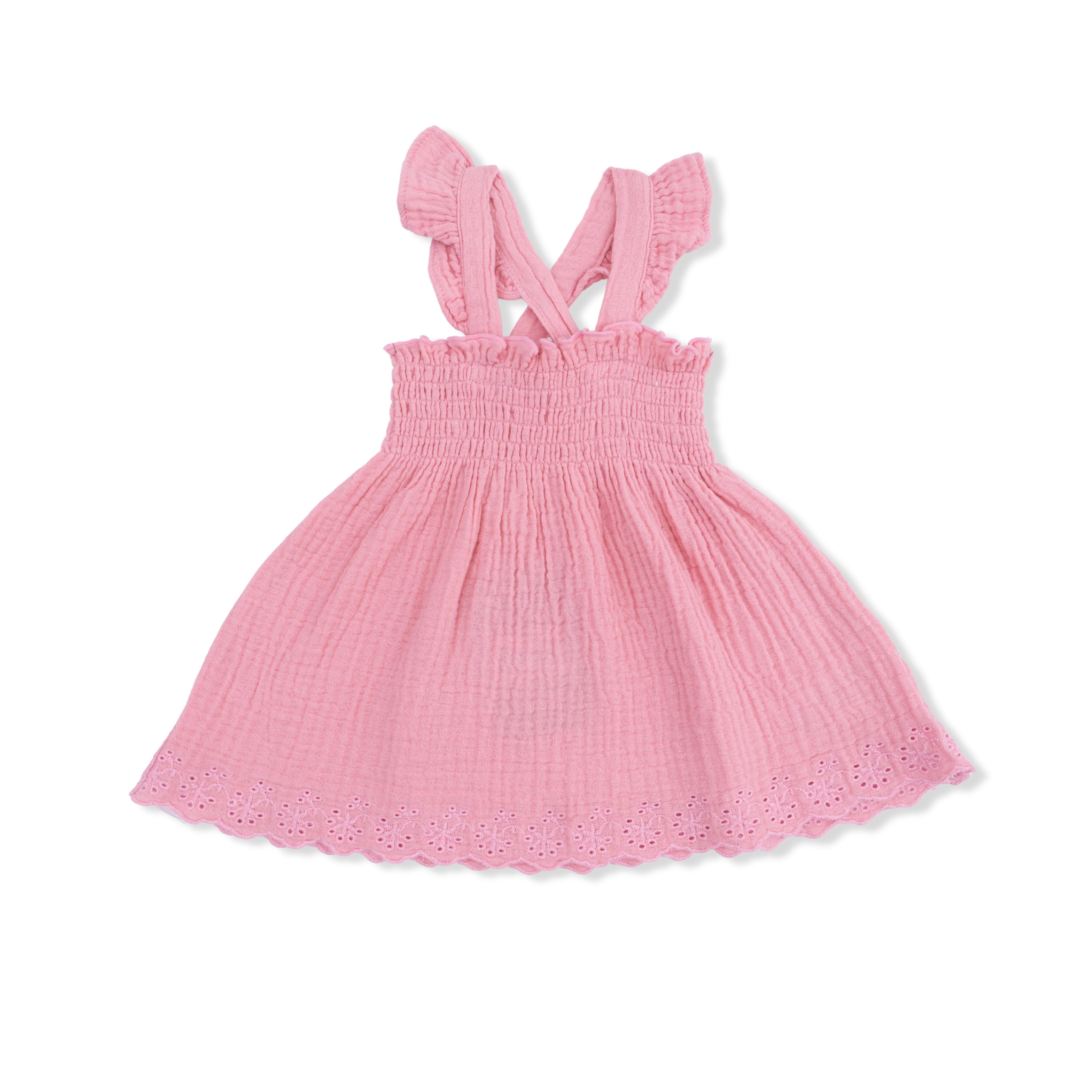 Solid Muslin Poignant Pink - Smocked Top With Bloomer
