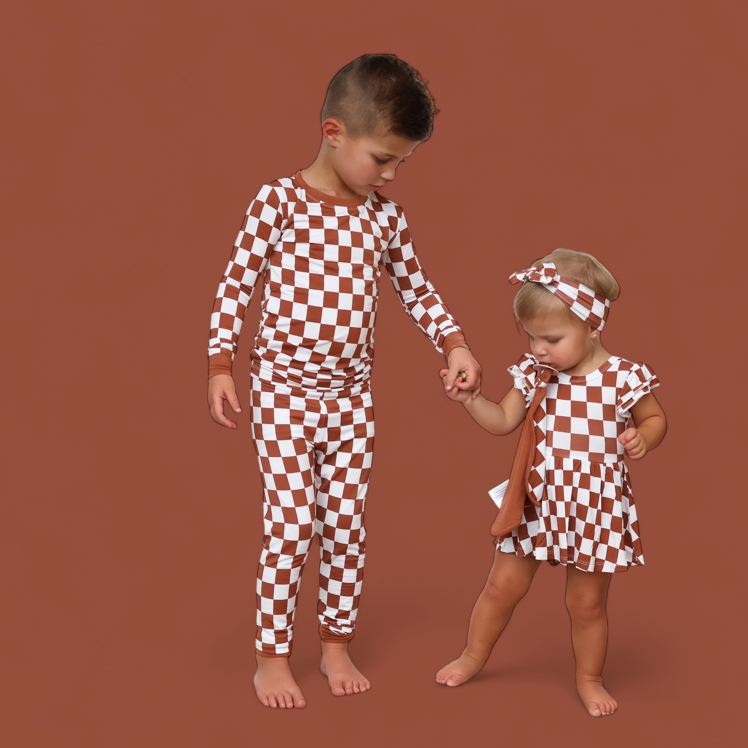 Copper Checkers Dream Cap Sleeve Bodysuit Dress