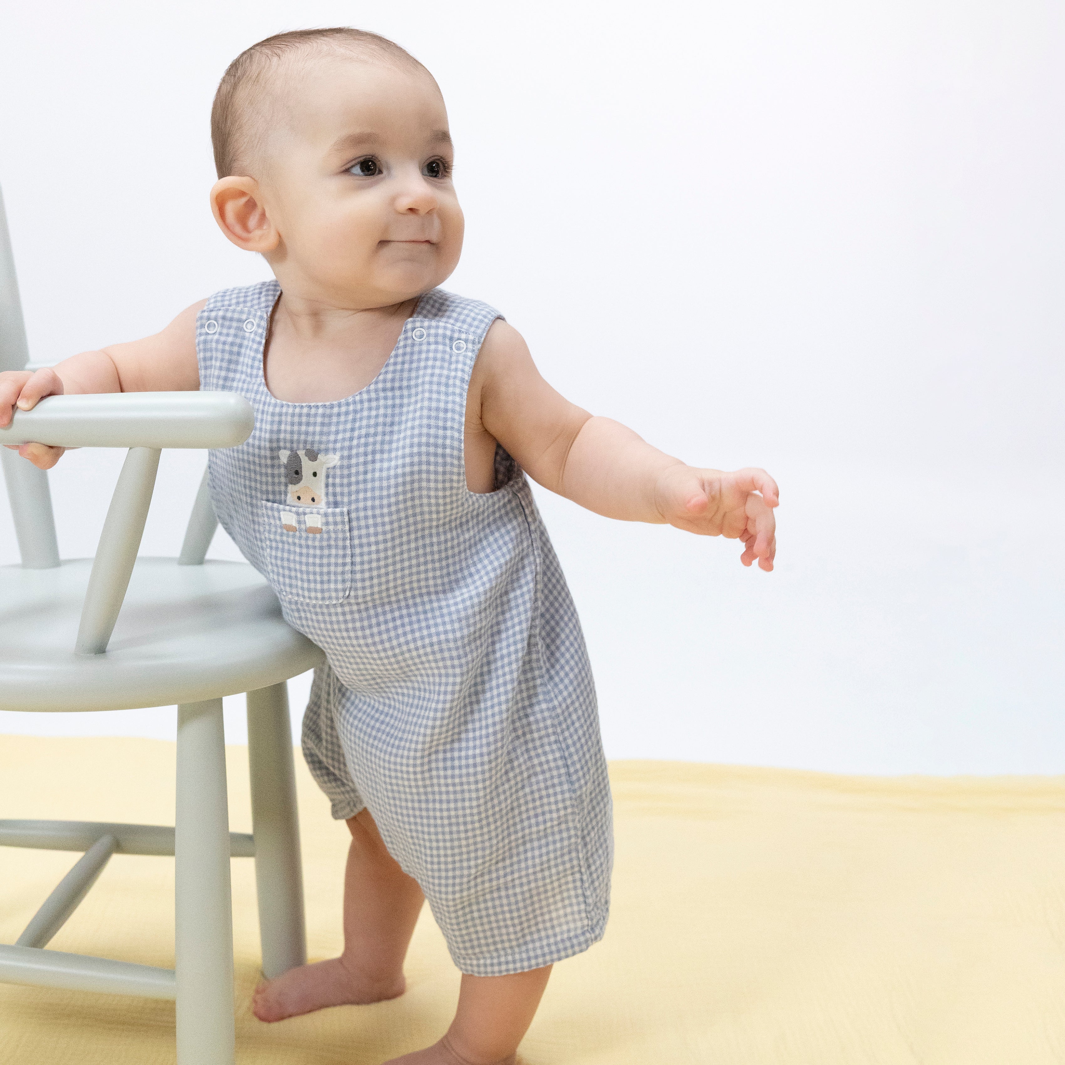 Cute Farm Animals Appliques - Jon Jon With Short Sleeve Bodysuit