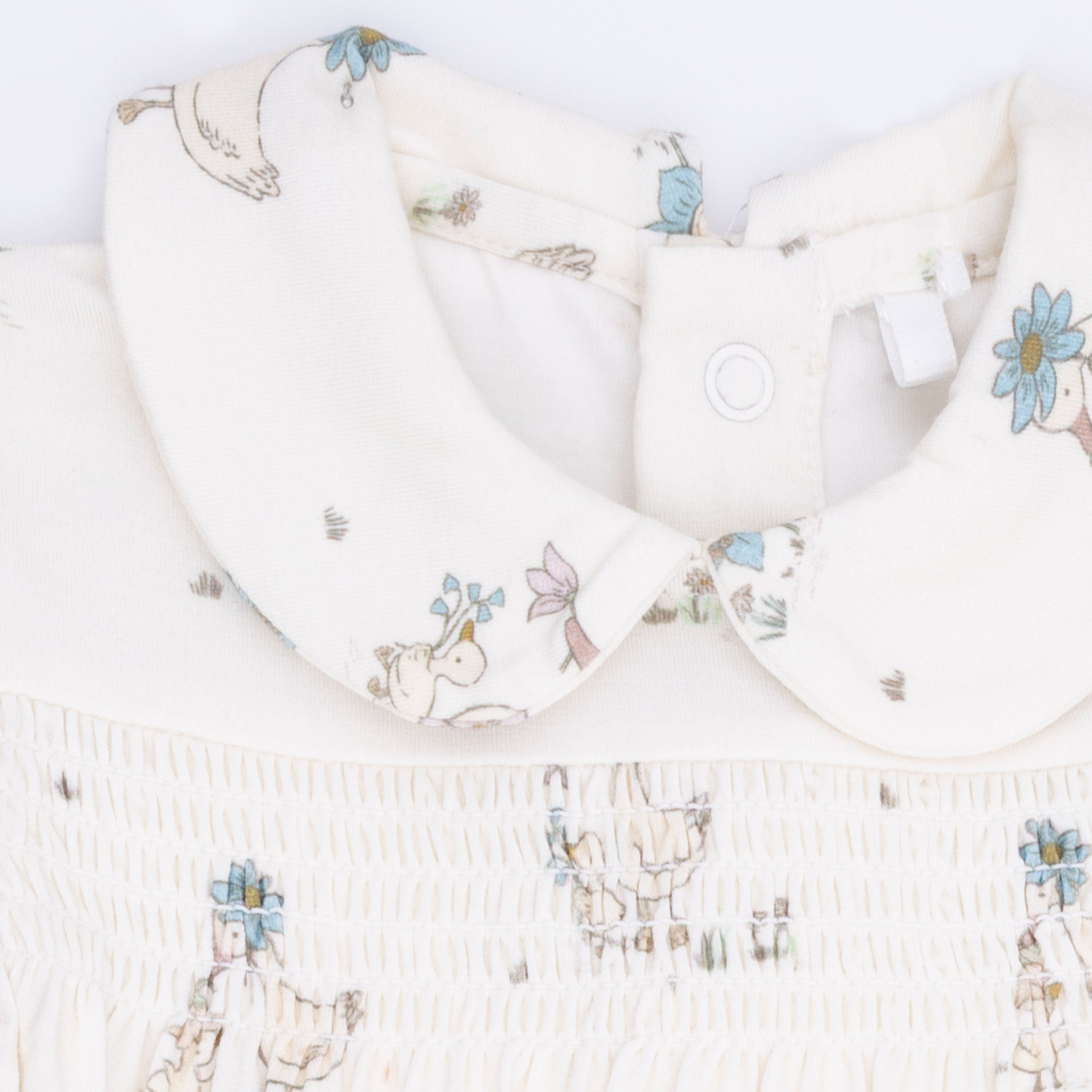 Flower Ducklings - Smocked Peter Pan Snap Footie