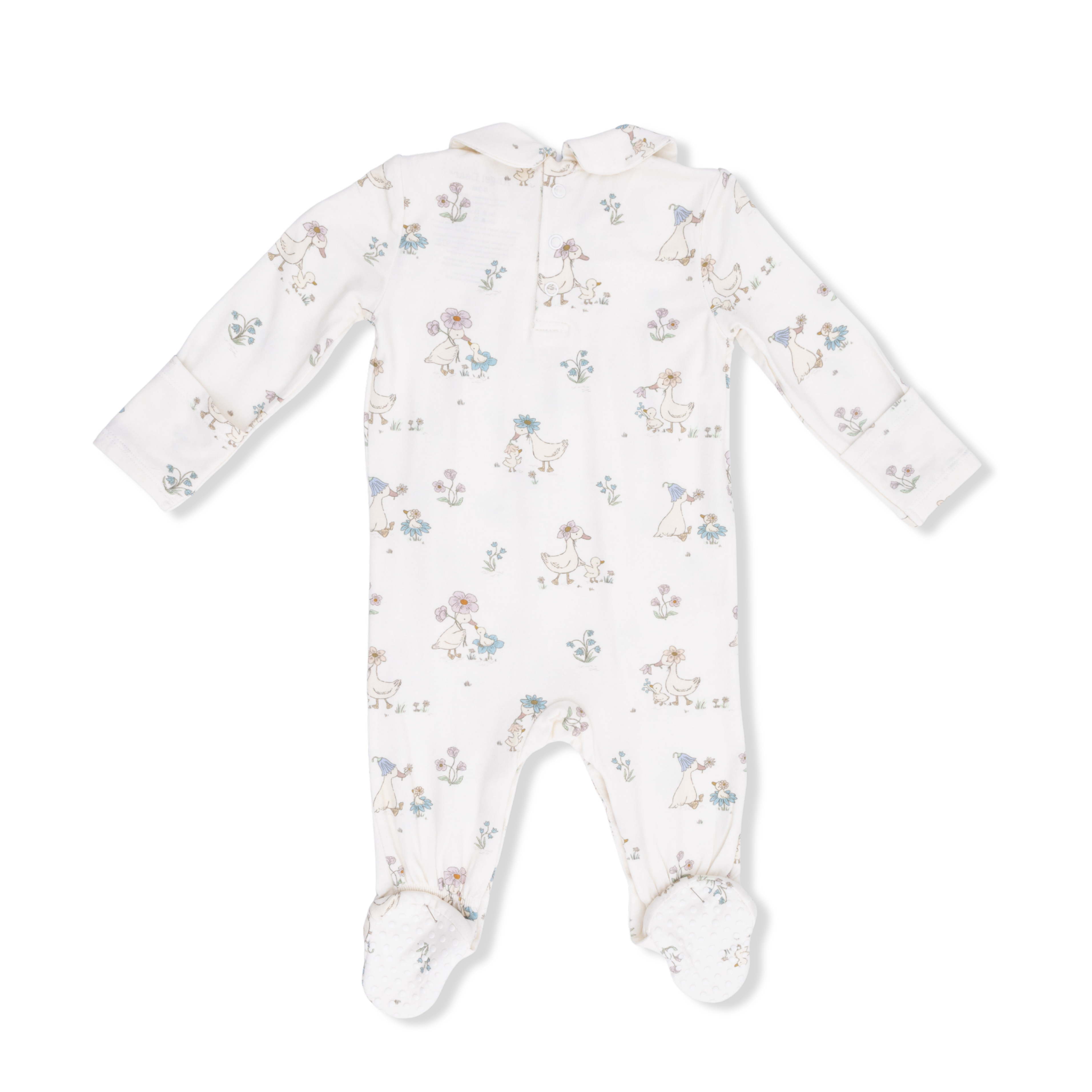 Flower Ducklings - Smocked Peter Pan Snap Footie
