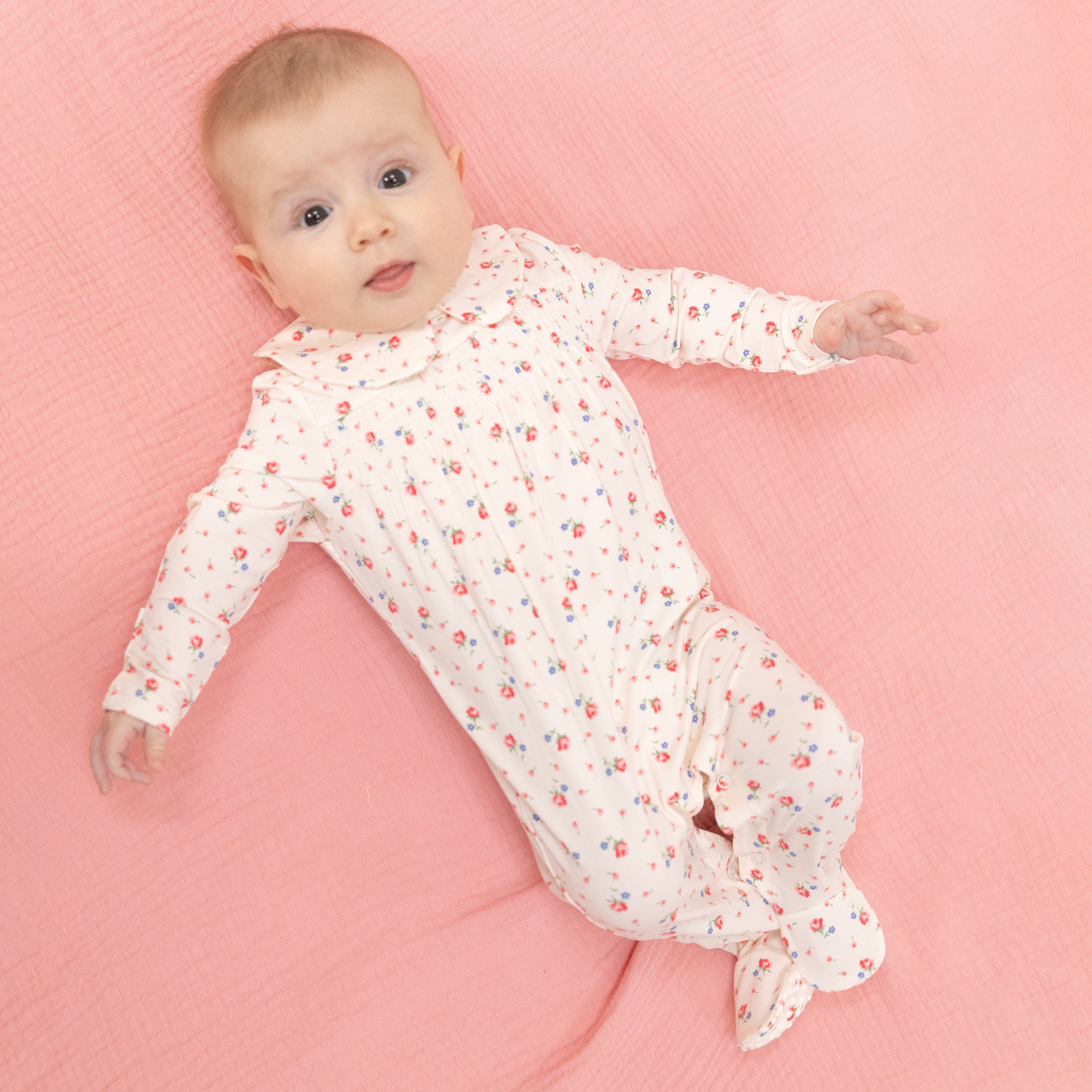 Joli Rosette - Smocked Peter Pan Snap Footie