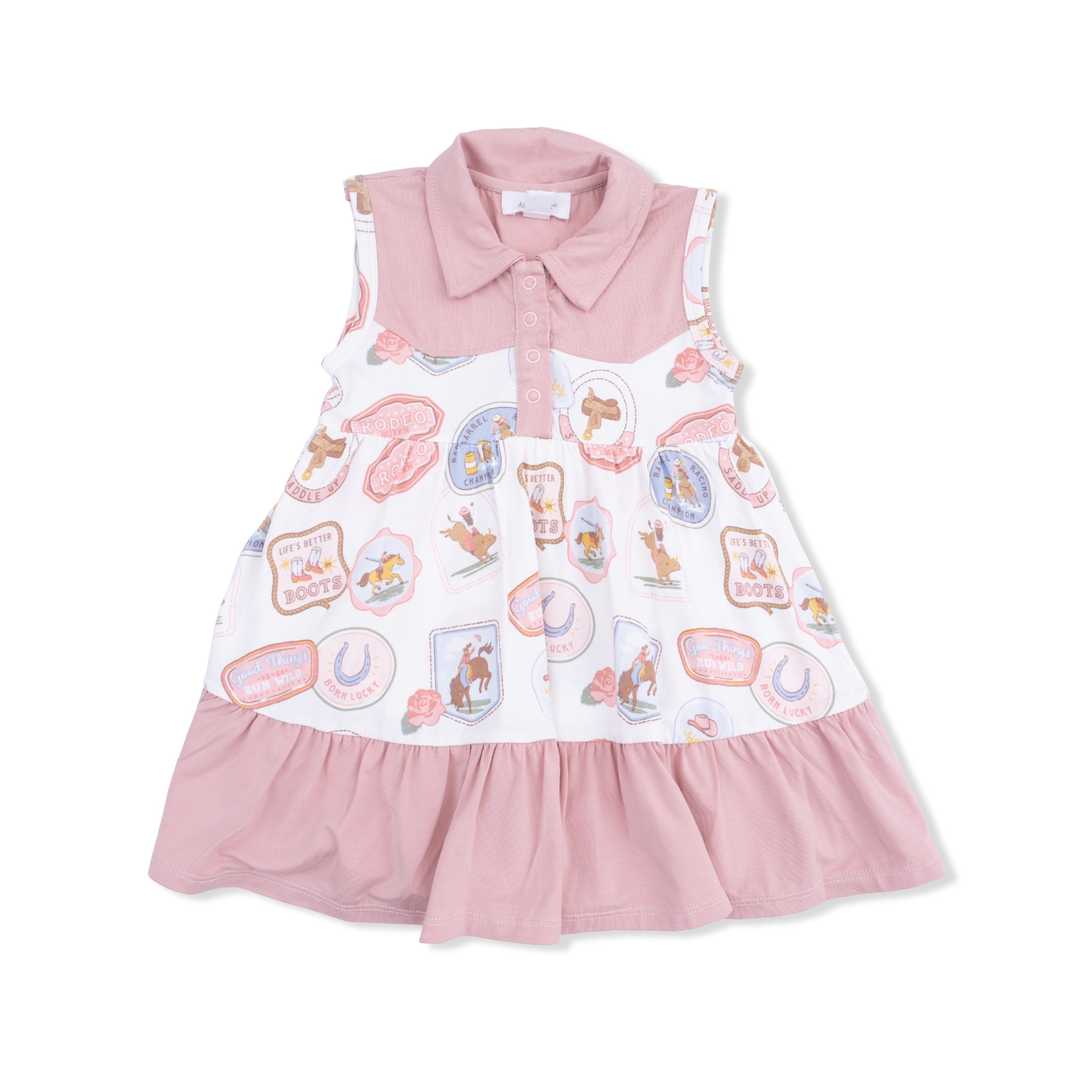 Rodeo Patches Pink - Cowboy Bodysuit Dress