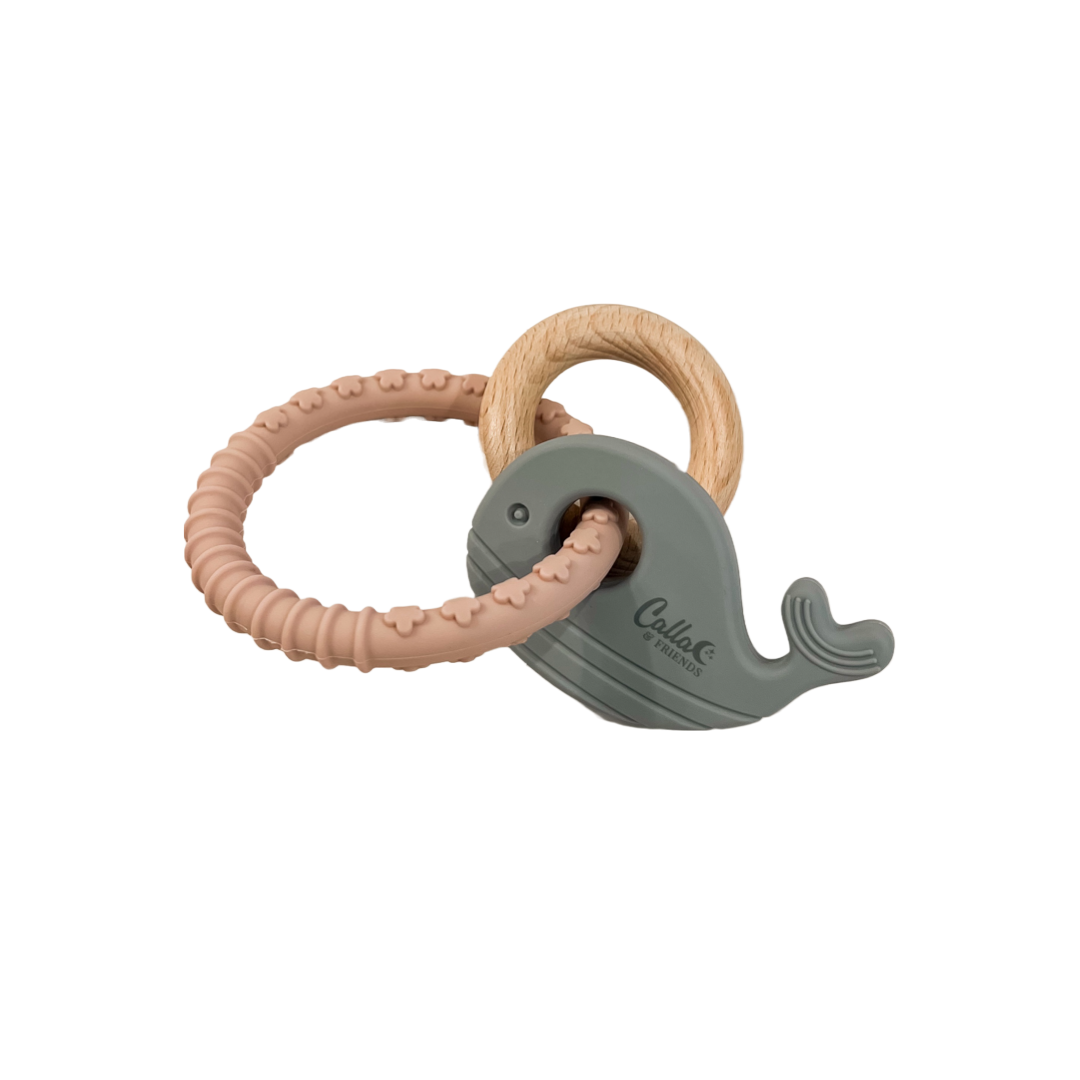 Whale Silicone & Beechwood Teether
