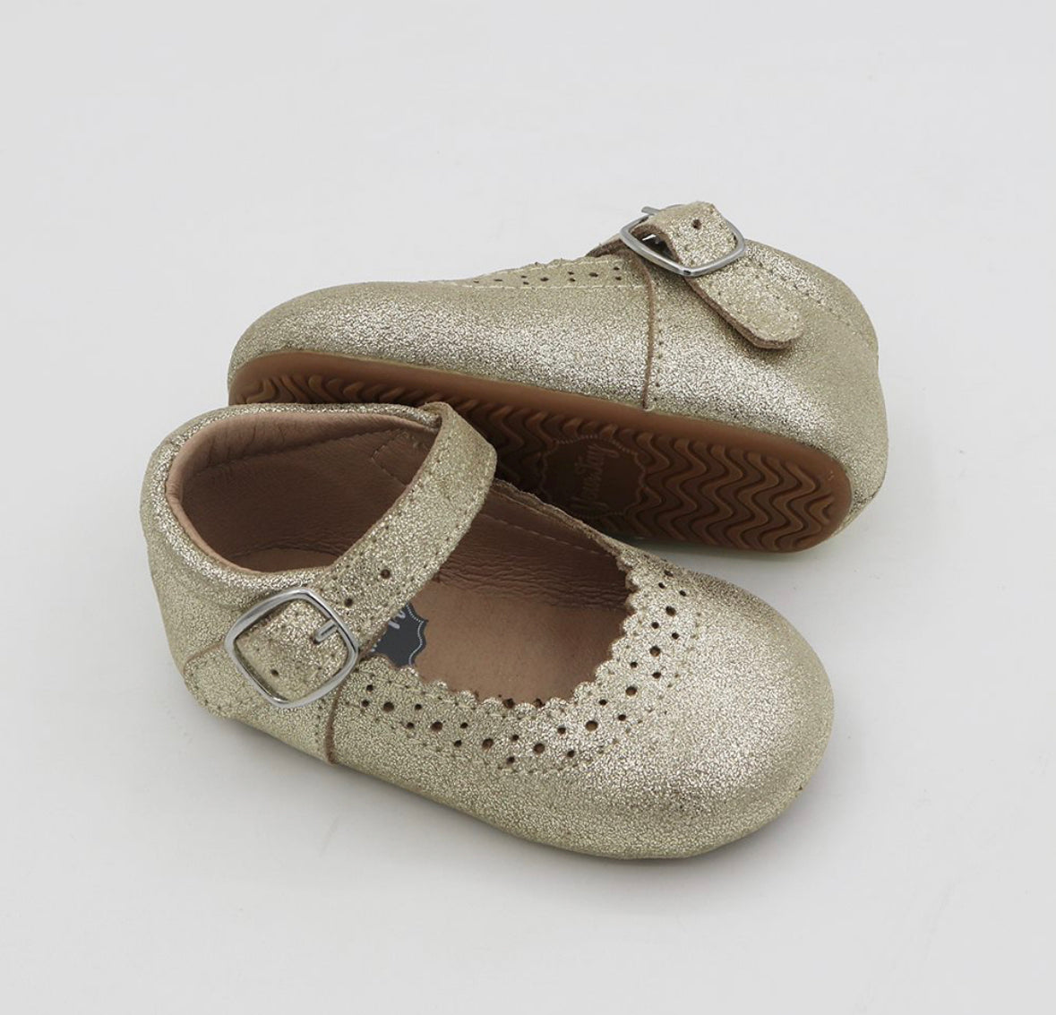 Mary-jane Gold Shimmer Suede Leather