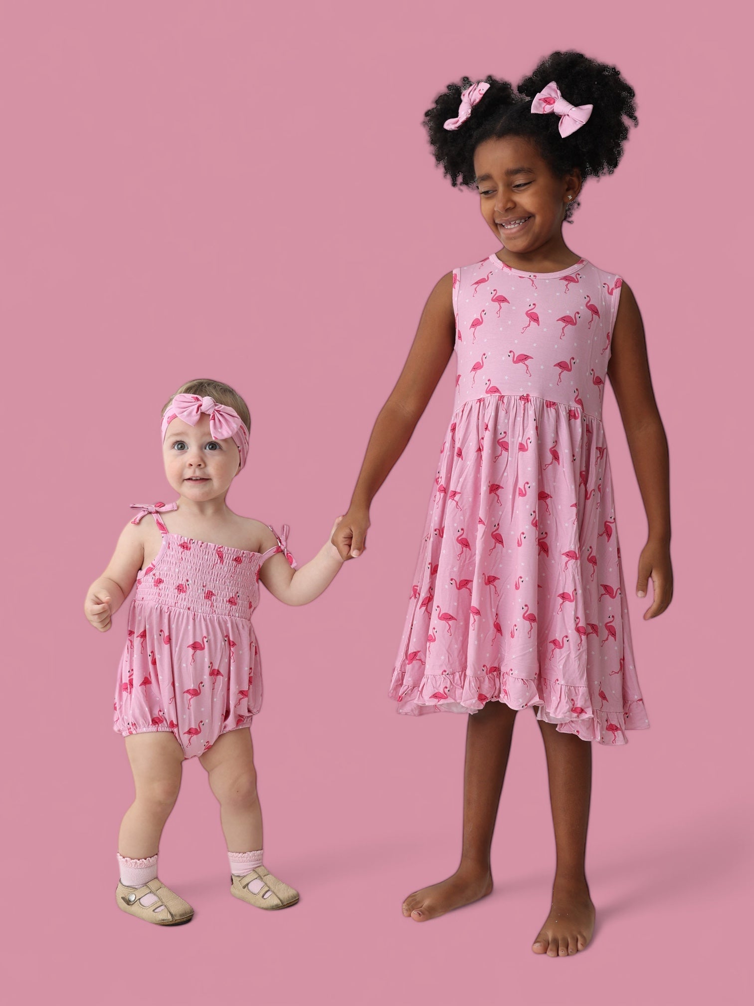 Flocking Flamingos Sleeveless Dream Ruffle Dress