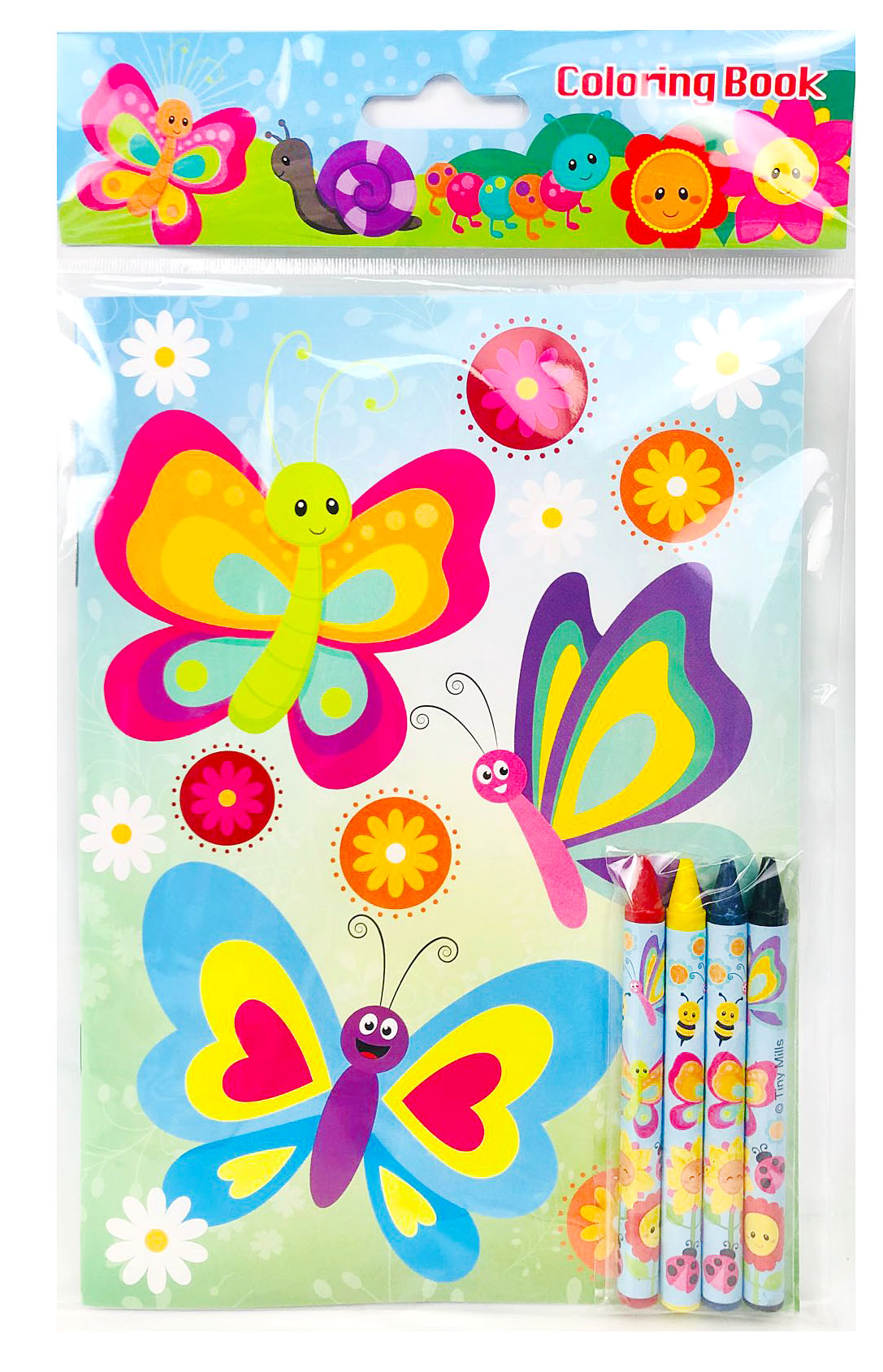 Butterfly Flowers Spring Themed Coloring Books With Crayons Party Favors - Set Of 6 Or 12