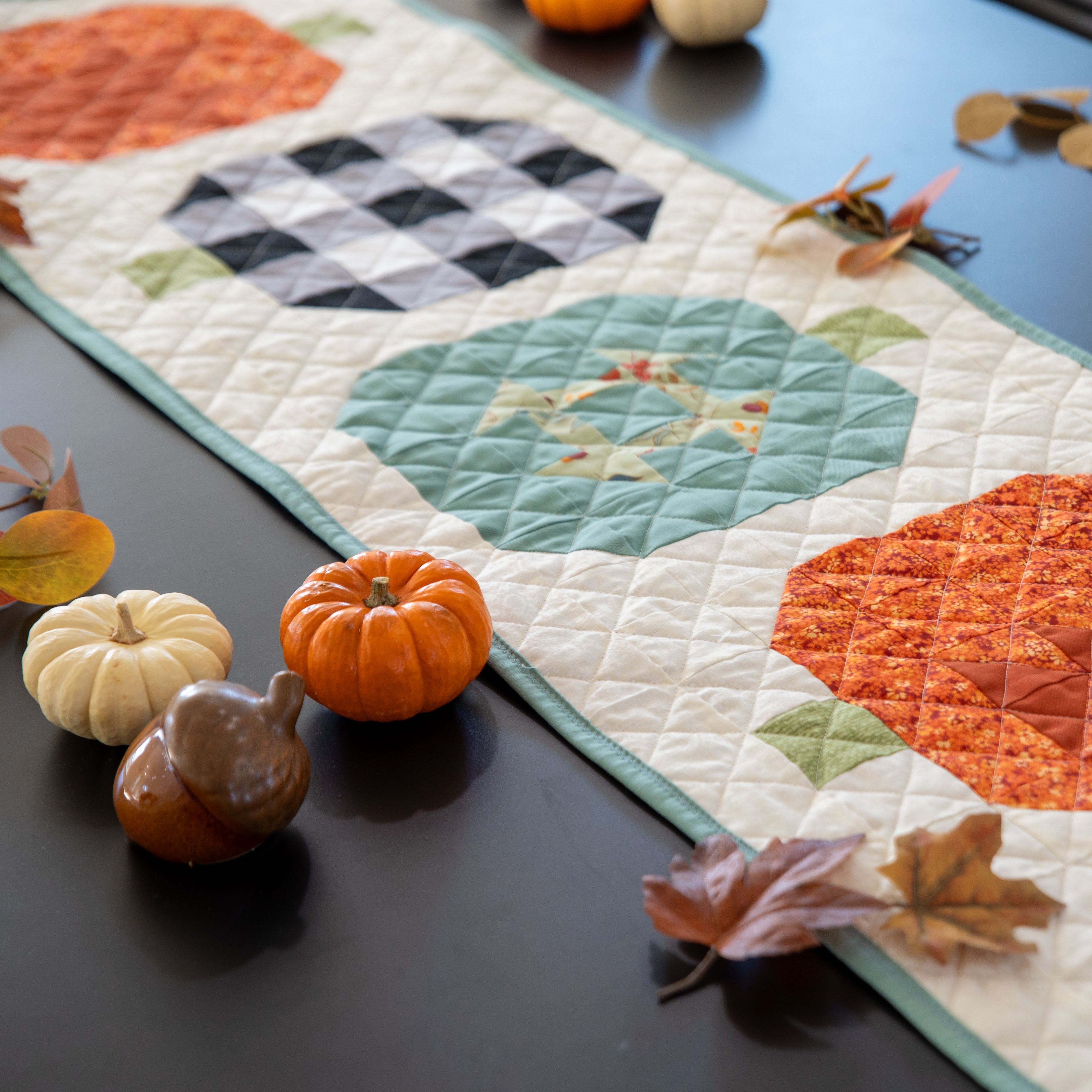 Pumpkin Patchwork Quilted Table Runner Precut Quilt Kit