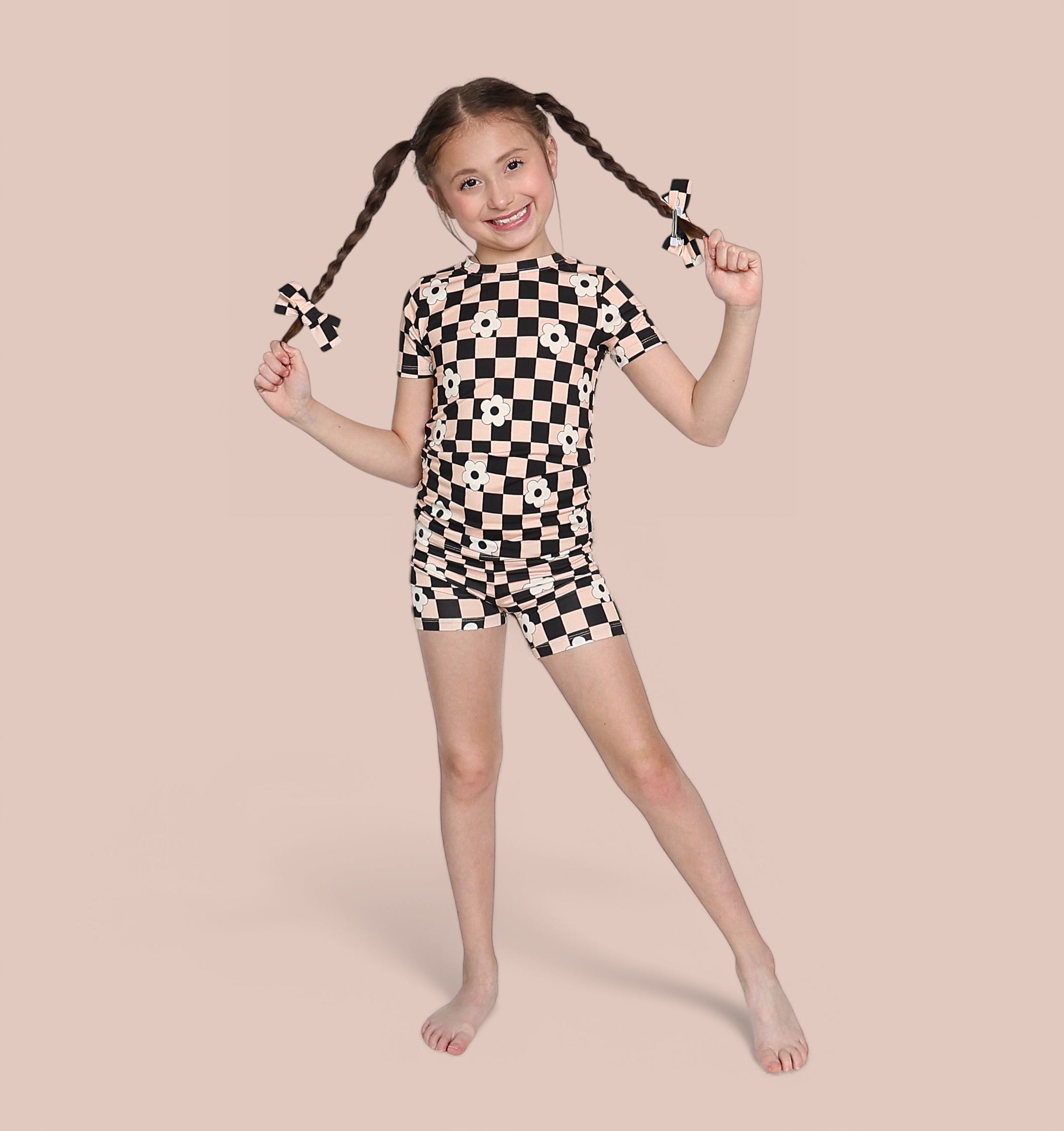 Retro Daisy Checks Dream Bow Hair Clips