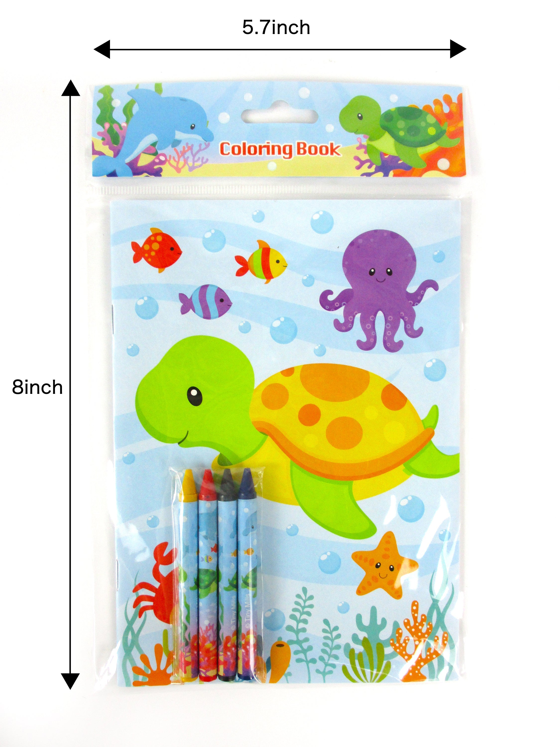 Sea Life Ocean Animals Coloring Books With Crayons Party Favors - Set Of 6 Or 12
