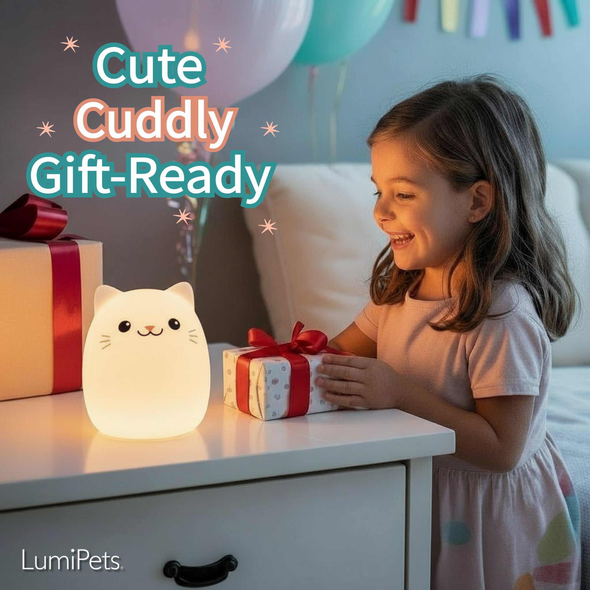 Lumipets® Clive The Cat- Children's Touch Night Light