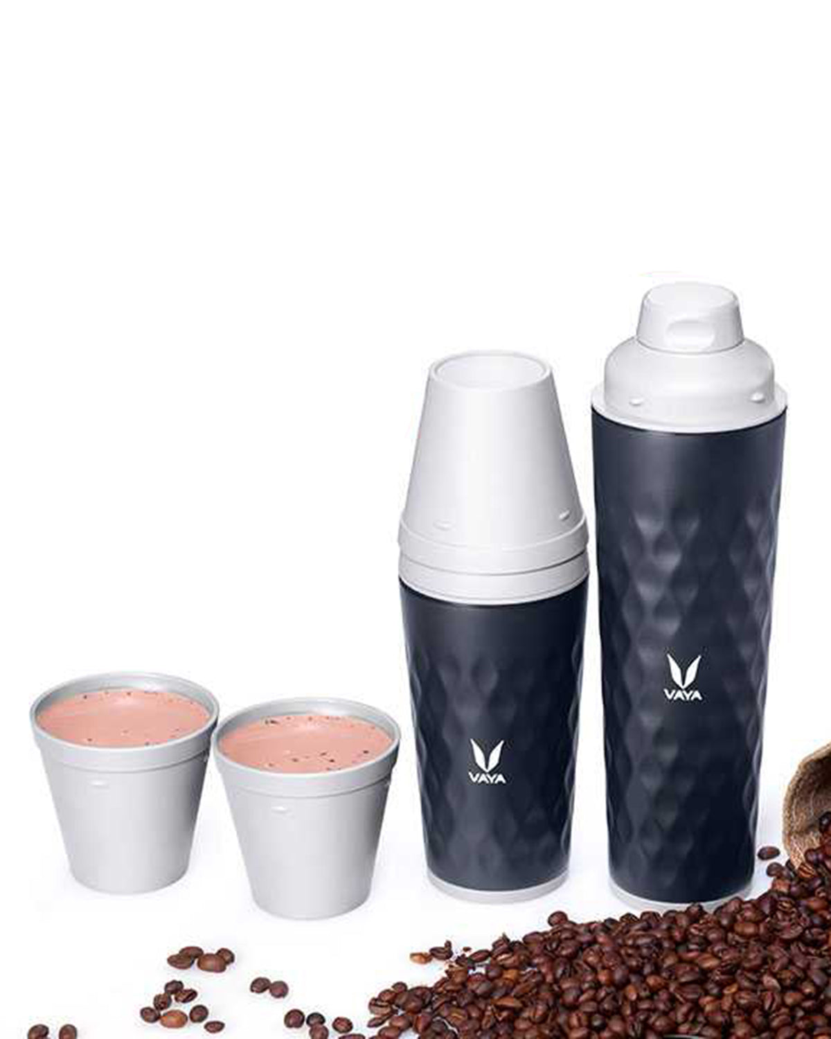 Vaya Drynk - 11.8 Fl.oz - Black - With Gulper Lid + 2 Cups