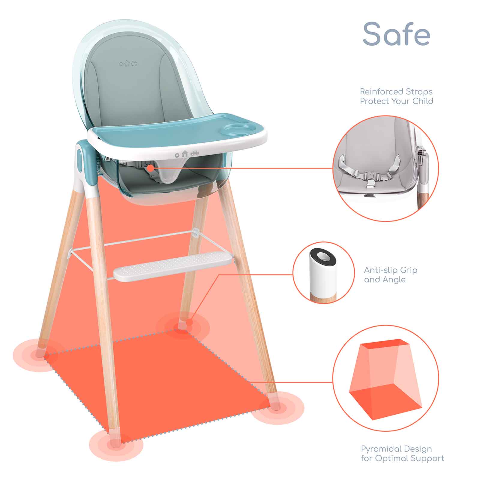 Children Of Design 6 In 1 Deluxe High Chair W/cushion