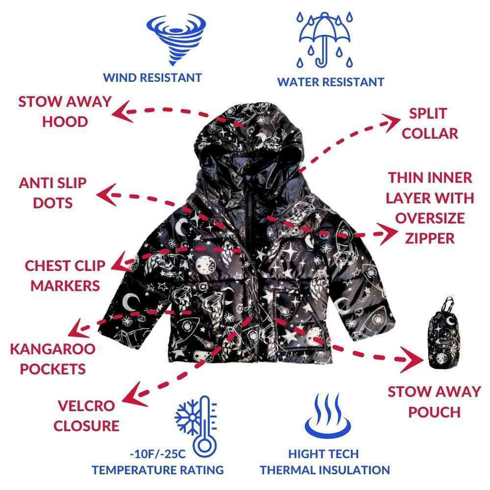 Car Seat Coat | The Road Coat Vegan - Rocketship Print