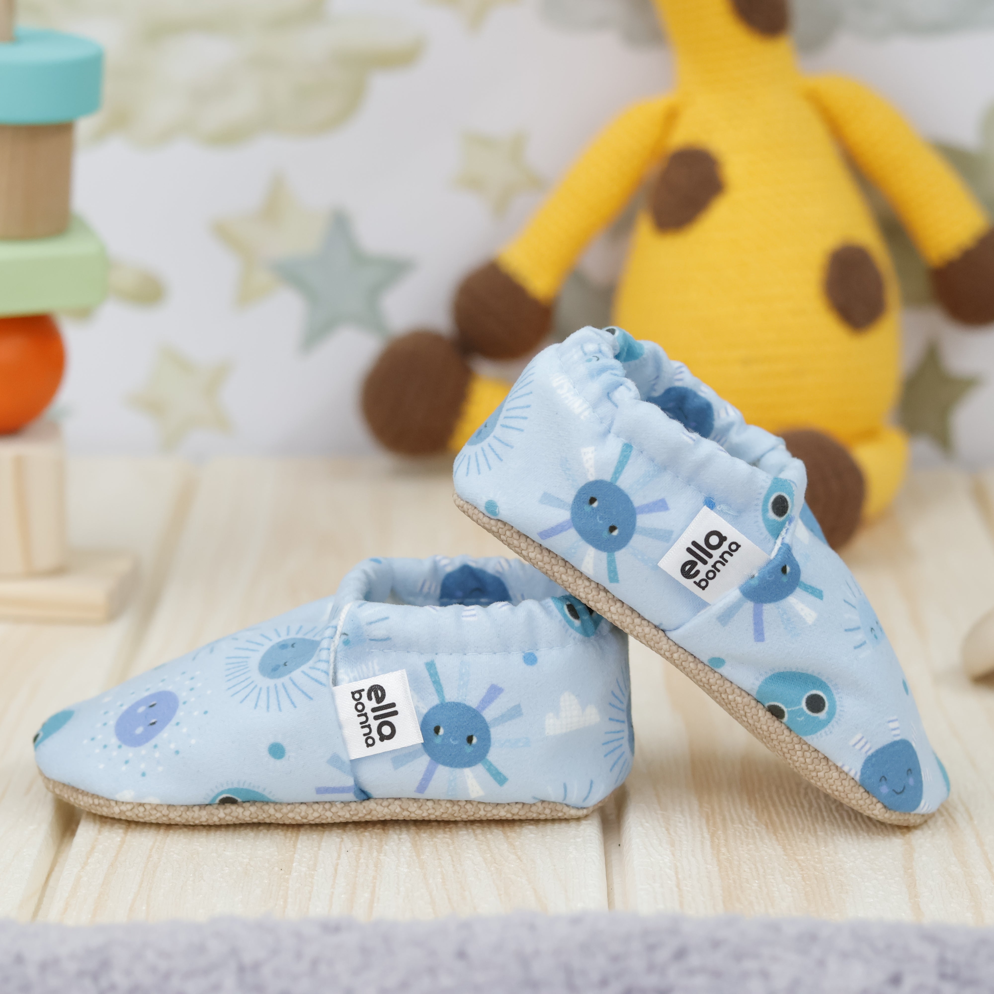 Ella Bonna Non-slip Sole Sky Patterned Baby Booties, Home Boot Slippers Nursery Shoes