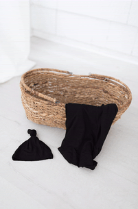 Swaddle Blanket And Hat Set - Black