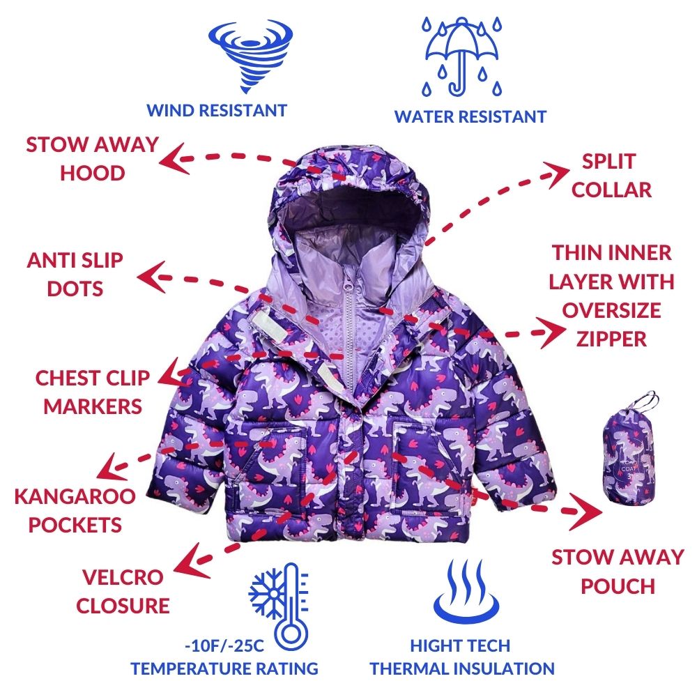 Car Seat Coat | The Road Coat Vegan - Purple Raptor