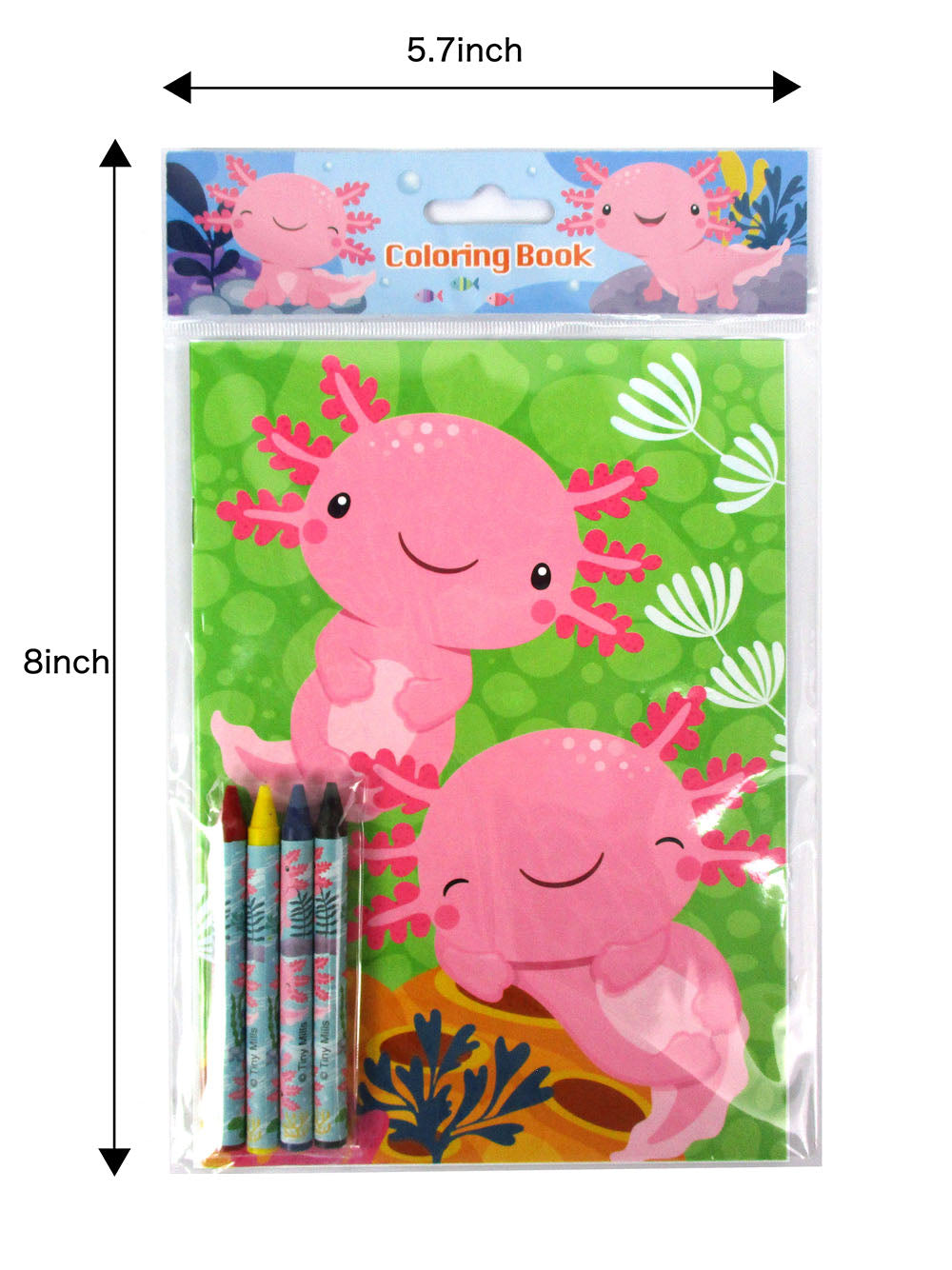 Axolotl Coloring Books With Crayons Party Favors - Set Of 6 Or 12