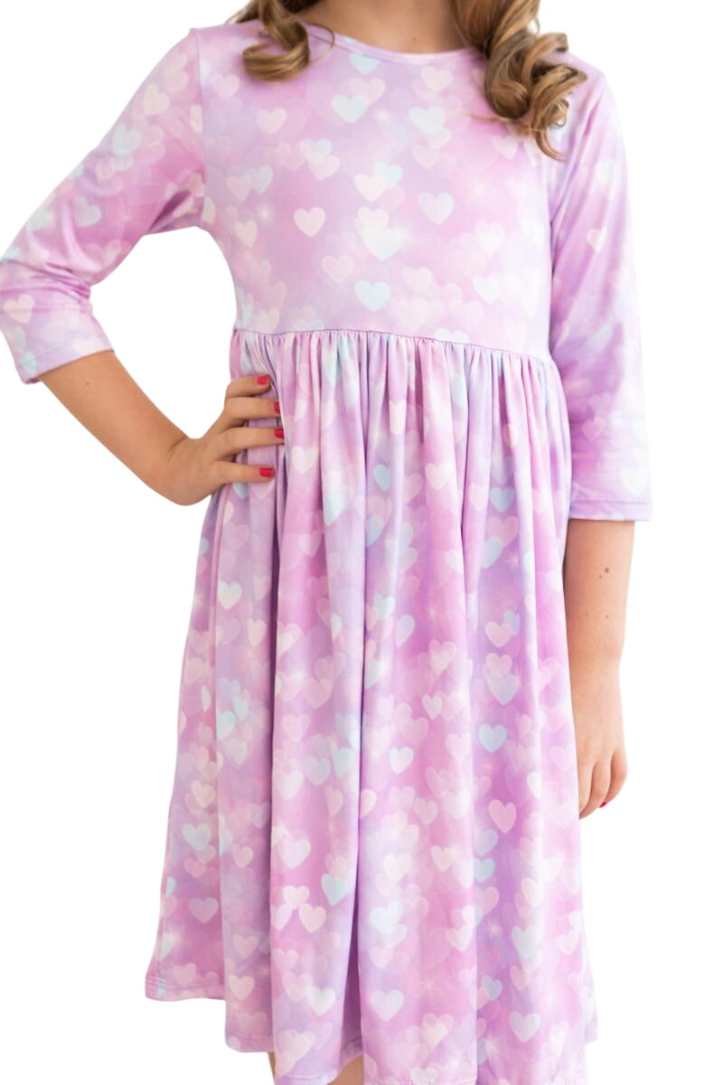 Love Story 3/4 Sleeve Pocket Twirl Dress