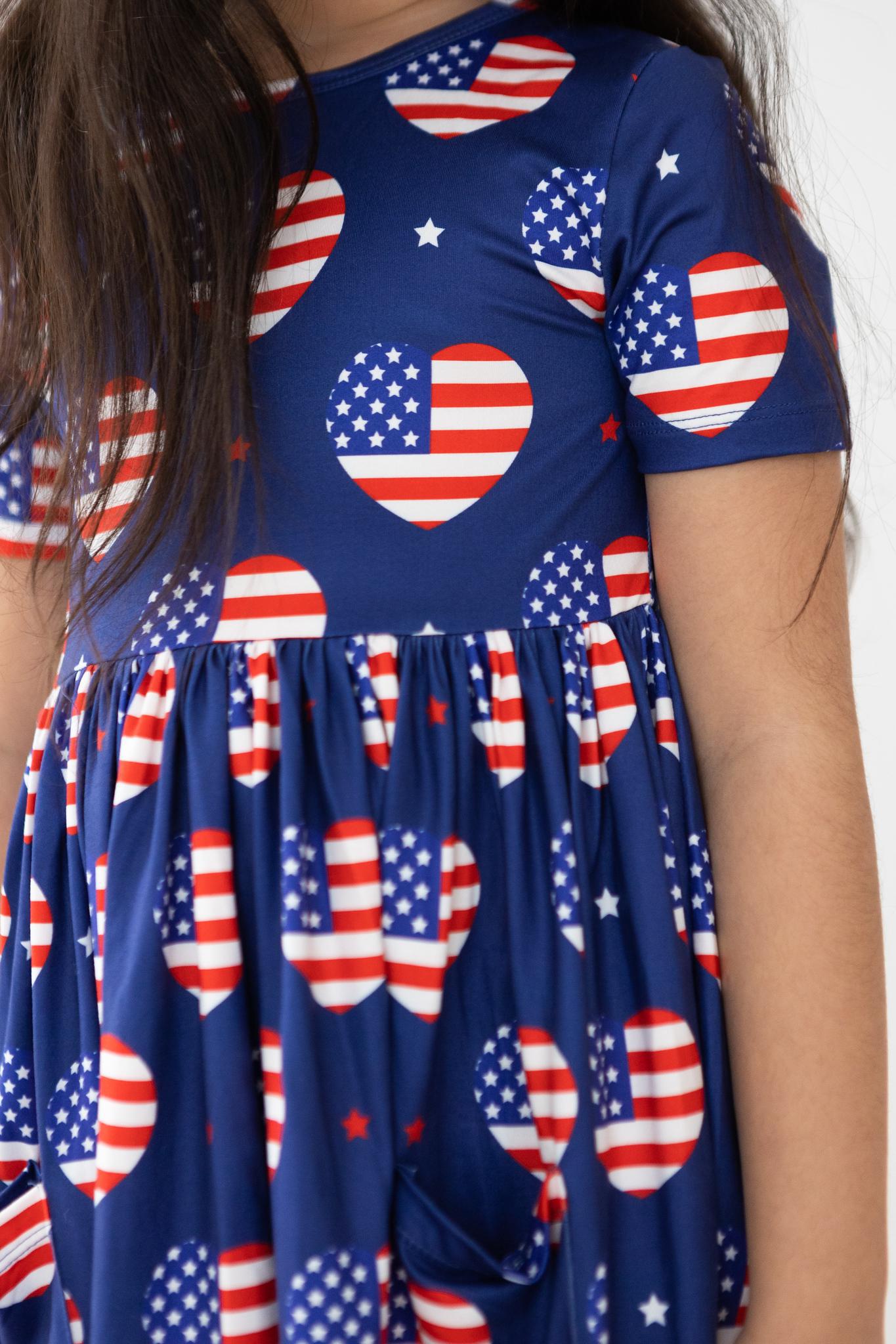 I Heart The Usa S/s Pocket Twirl Dress
