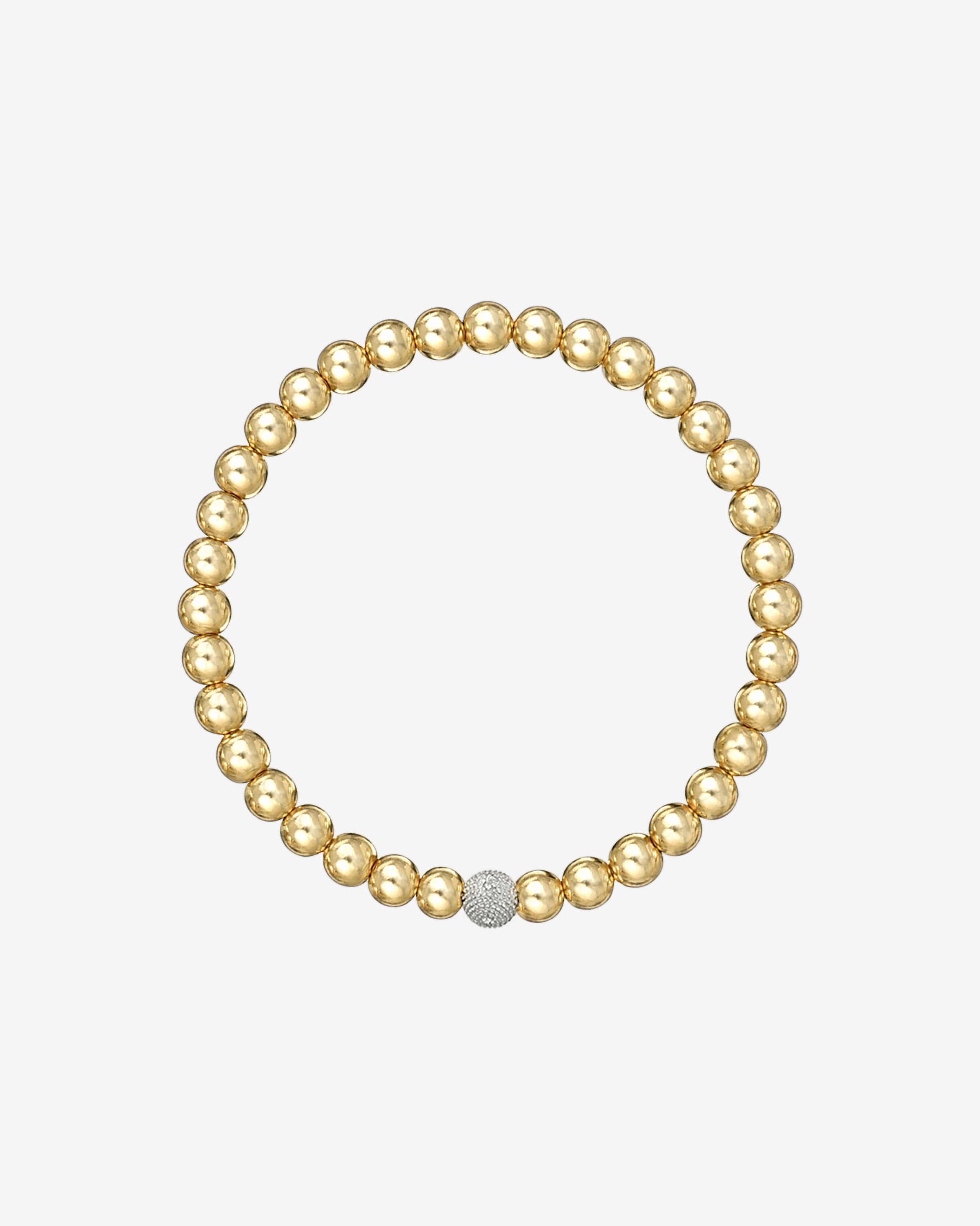 5mm Gold Bead Bracelet With Diamond Bead