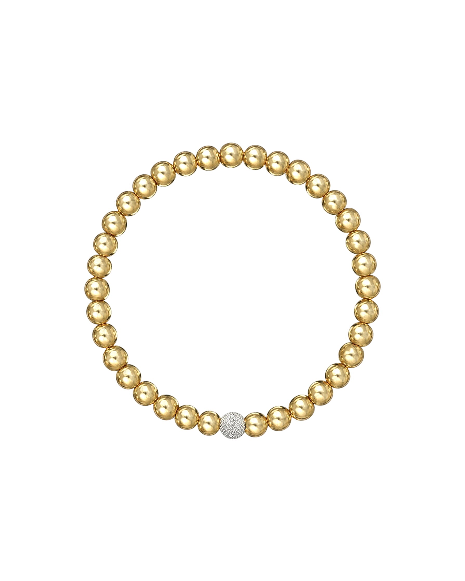 5mm Gold Bead Bracelet With Diamond Bead