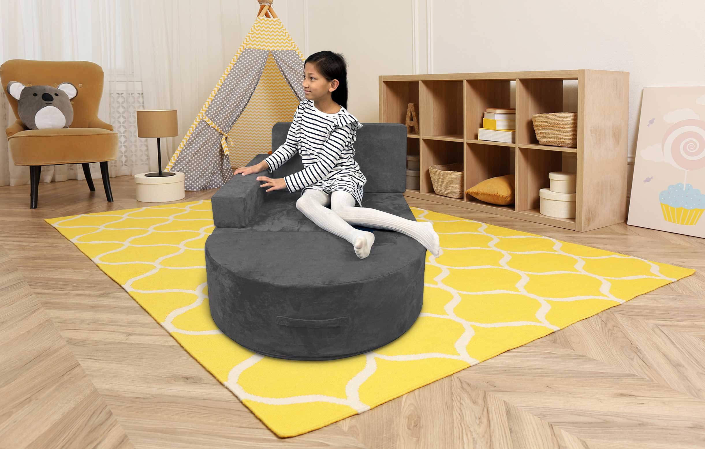 5 Piece Soft Furniture Playset Modular Microsuede Foam Play Couch For Creative Kids