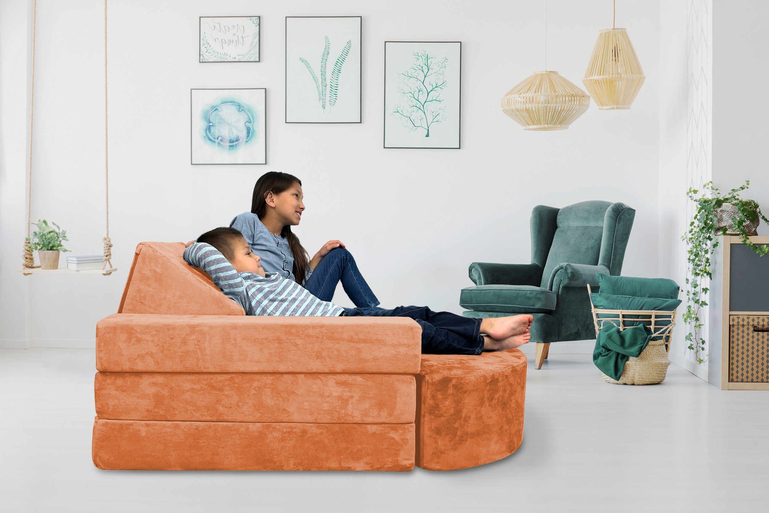 5 Piece Soft Furniture Playset Modular Microsuede Foam Play Couch For Creative Kids